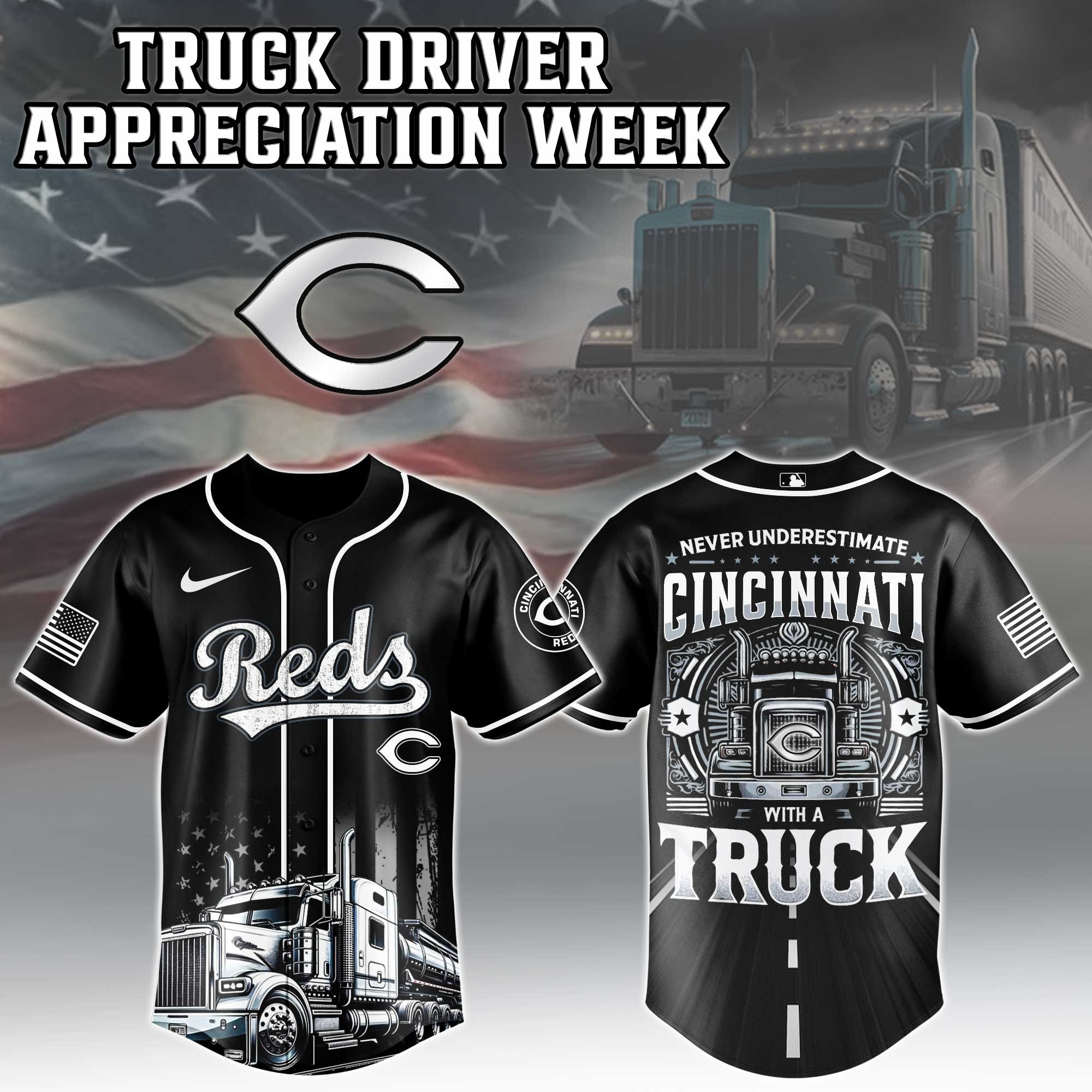 Cincinnati Reds MLB X Nation Truck Driver Appreciation Week Jersey 2025 Dad Gifts