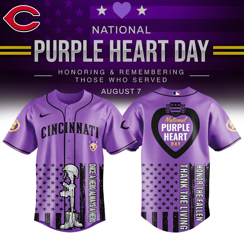 Cincinnati Reds MLB X Purple Heart Day Personalized Baseball Jersey For Fans