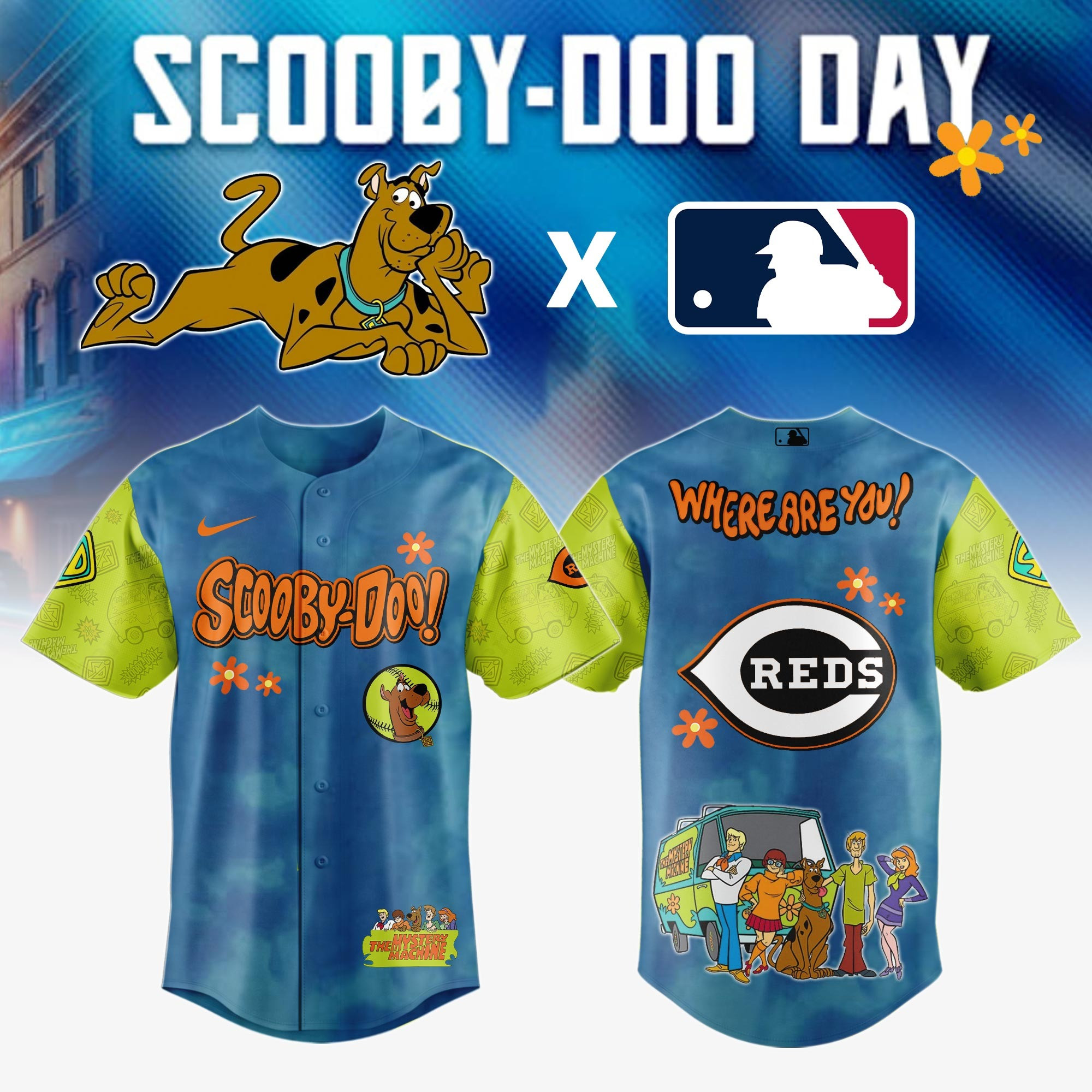 Cincinnati Reds MLB x Scooby Doo Jersey Presents For Baseball Fans
