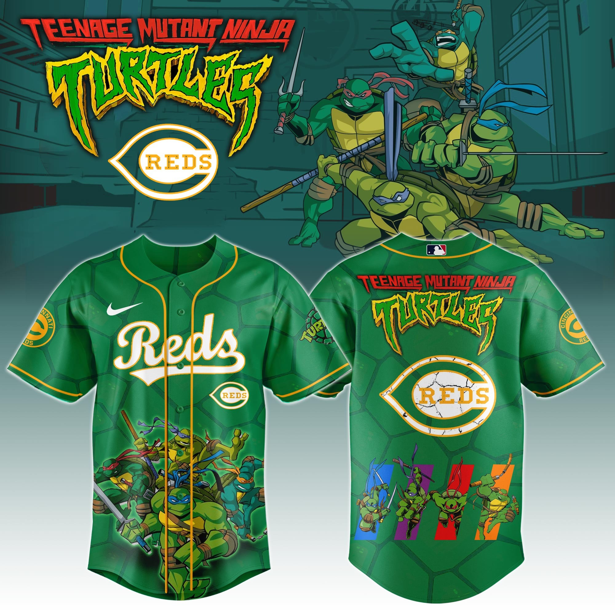 Cincinnati Reds Ninja Turtles Night Game Jersey MLB Baseball Ninja Turtles Lovers Gifts