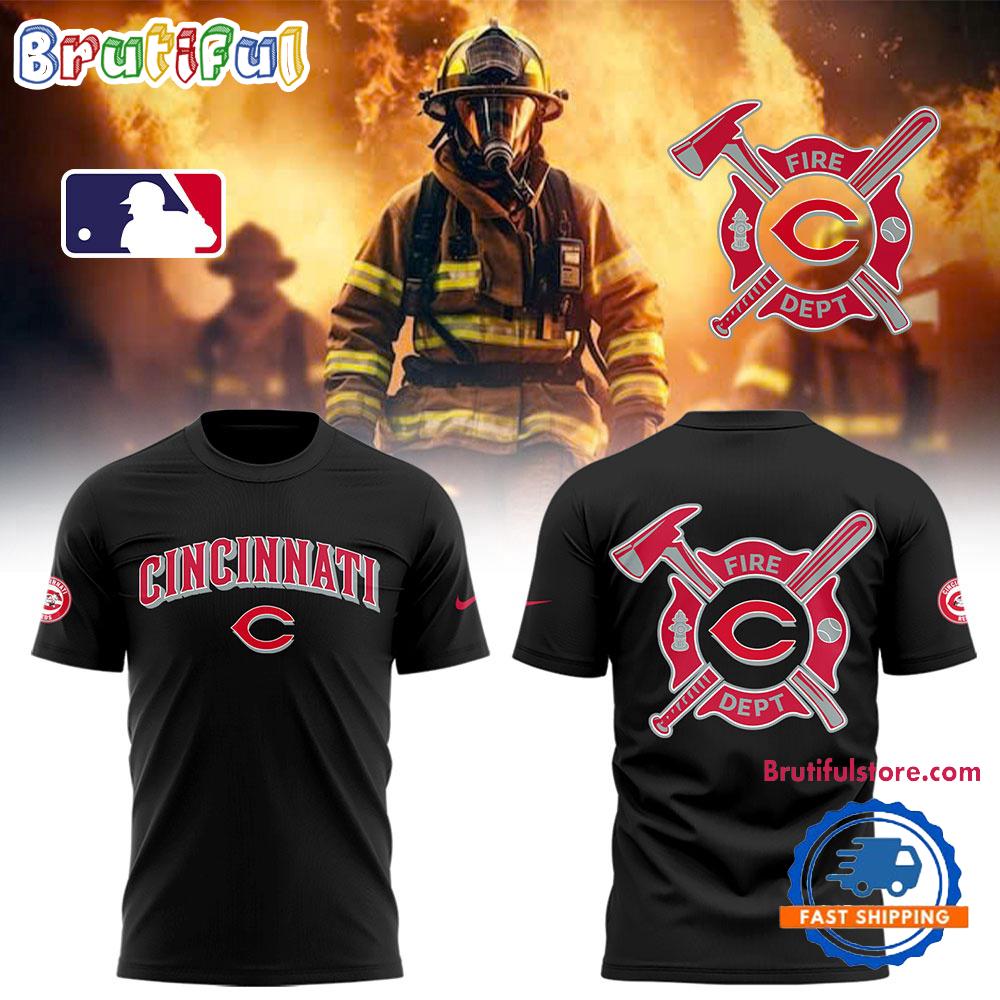 Cincinnati Reds x Firefighter Appreciation Night 2025 Black T Shirt
