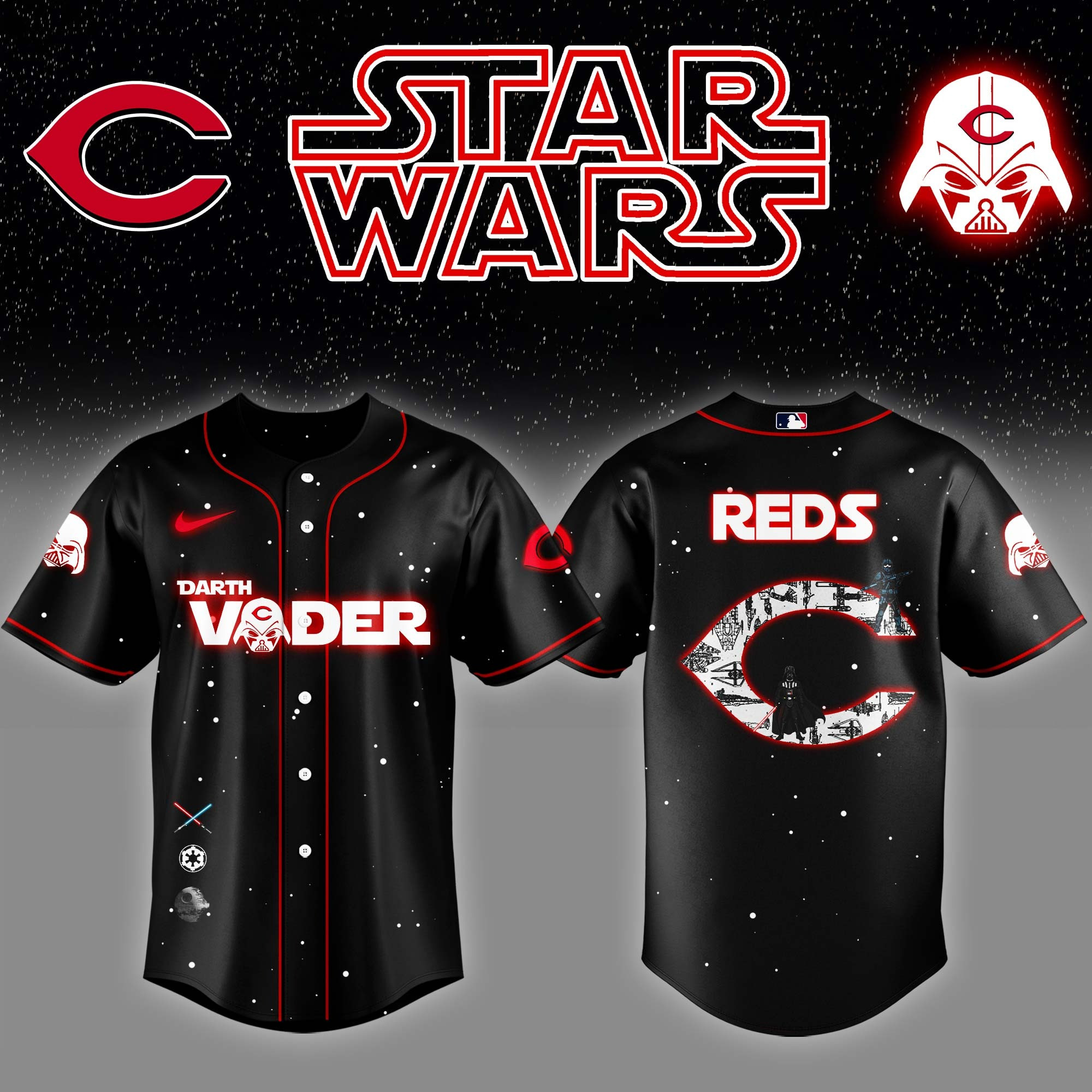 Cincinnati Reds x Star Wars Night Darth Vader Baseball Jersey NHL Gifts For Fans