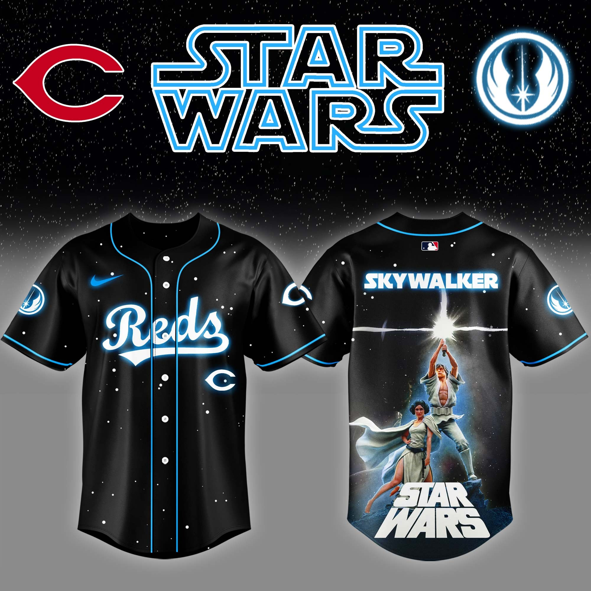 Cincinnati Reds x Star Wars Night Luke Skywalker Game Baseball Jersey Gifts For Hockey Lovers