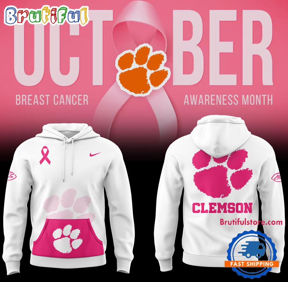 Clemson Tigers Football Breast Cancer Awareness Crucial Catch Fanfare 2024 Hoodie Gift For Sport Music Fans