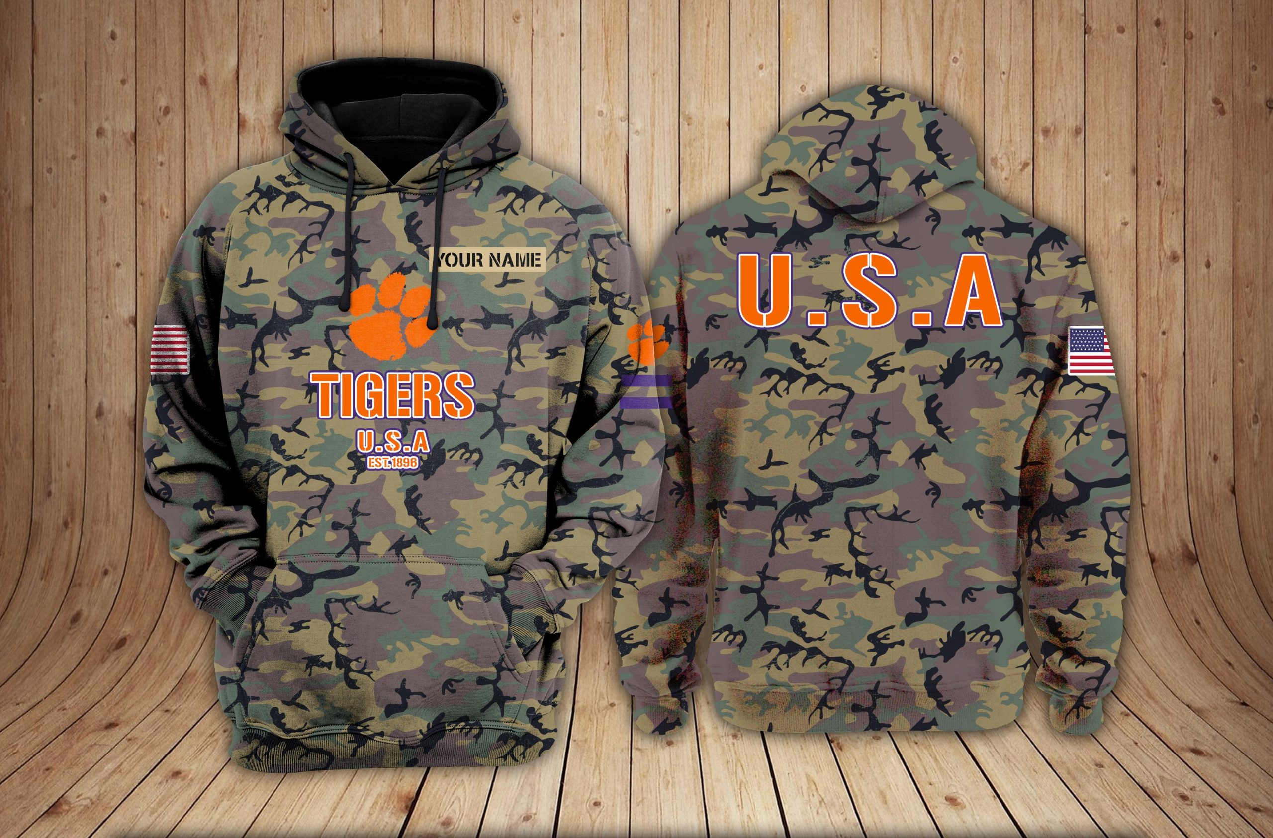 Clemson Tigers football NCAA Camouflage 3D Hoodie PT19119