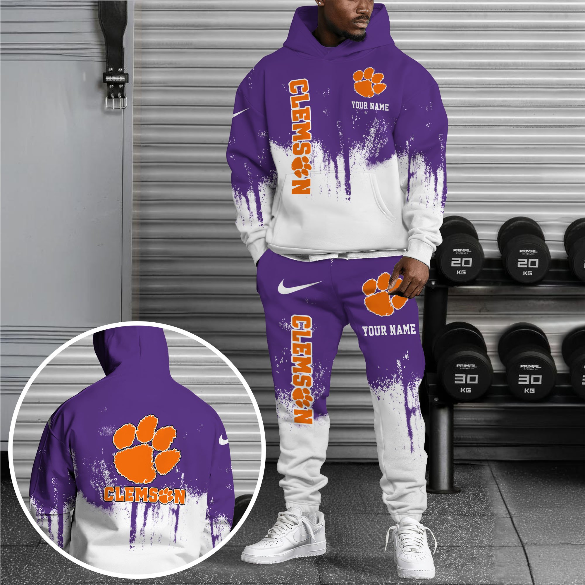 Clemson Tigers Hoodie Sweatpants Set, Custom Hoodie, Sport Hoodie Sweatpants Set, Sport Gifts For Fan FP98 Gift For Sport Music Fans