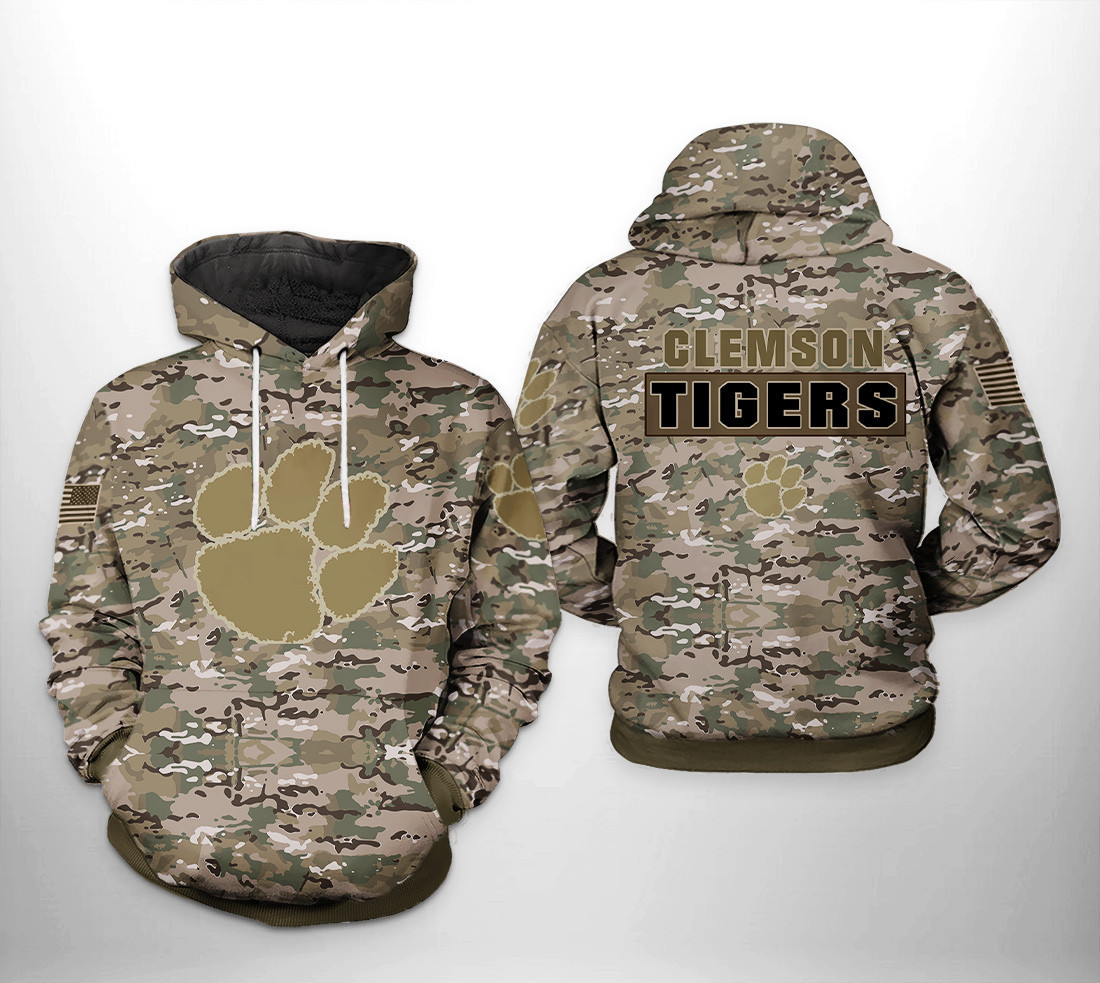 Clemson Tigers NCAA Camo Veteran Hoodie  Zip Hoodie