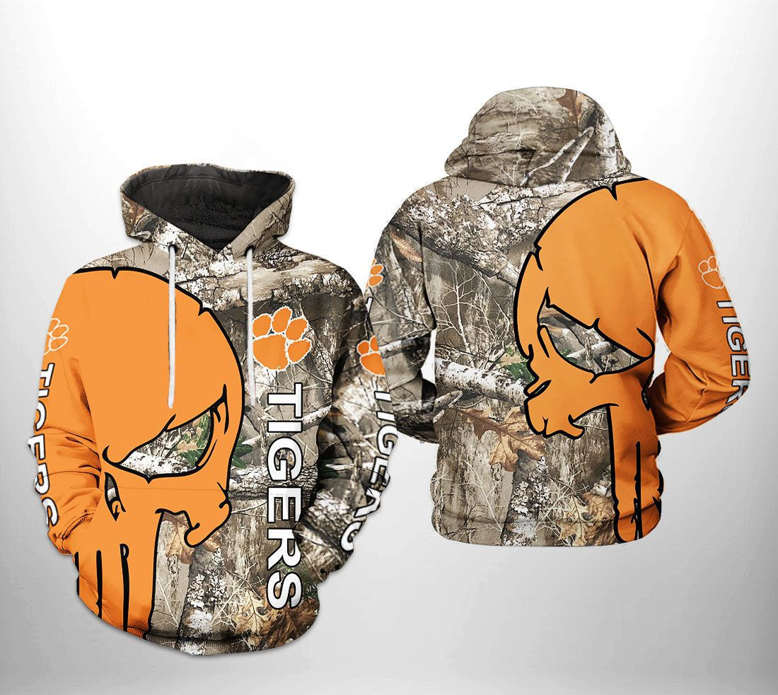 Clemson Tigers NCAA Camo Veteran Hunting Hoodie  Zip Hoodie