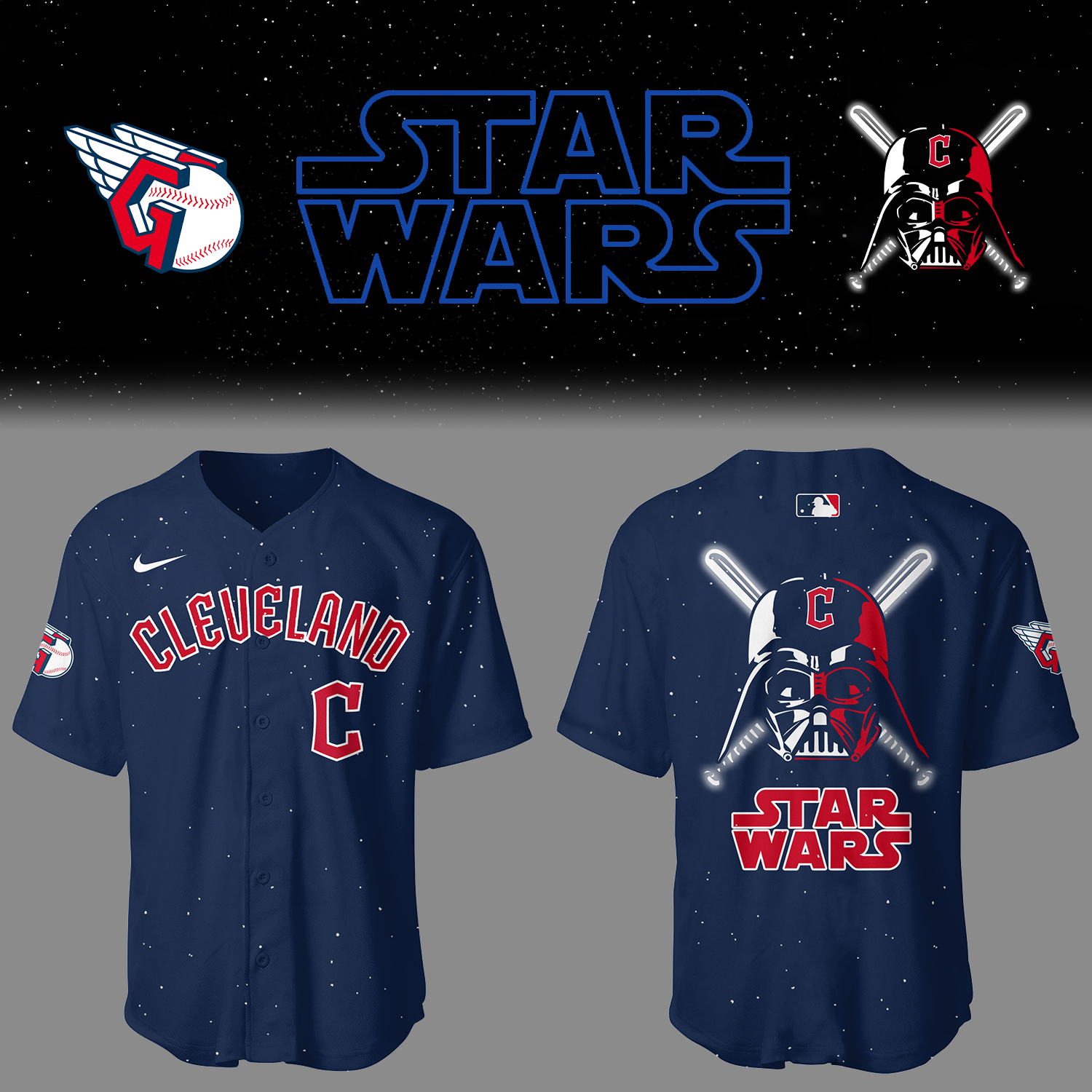 Cleveland Baseball Cleveland x Star Wars 2025 Navy Jersey Gift For Baseball Lover