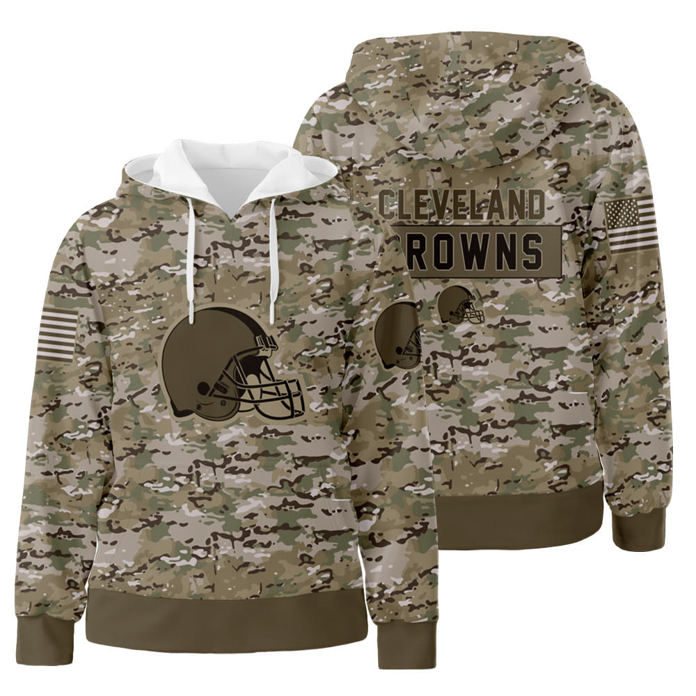 Cleveland Browns Camo 3D All Over Print Hoodie Zip-Up Hoodie