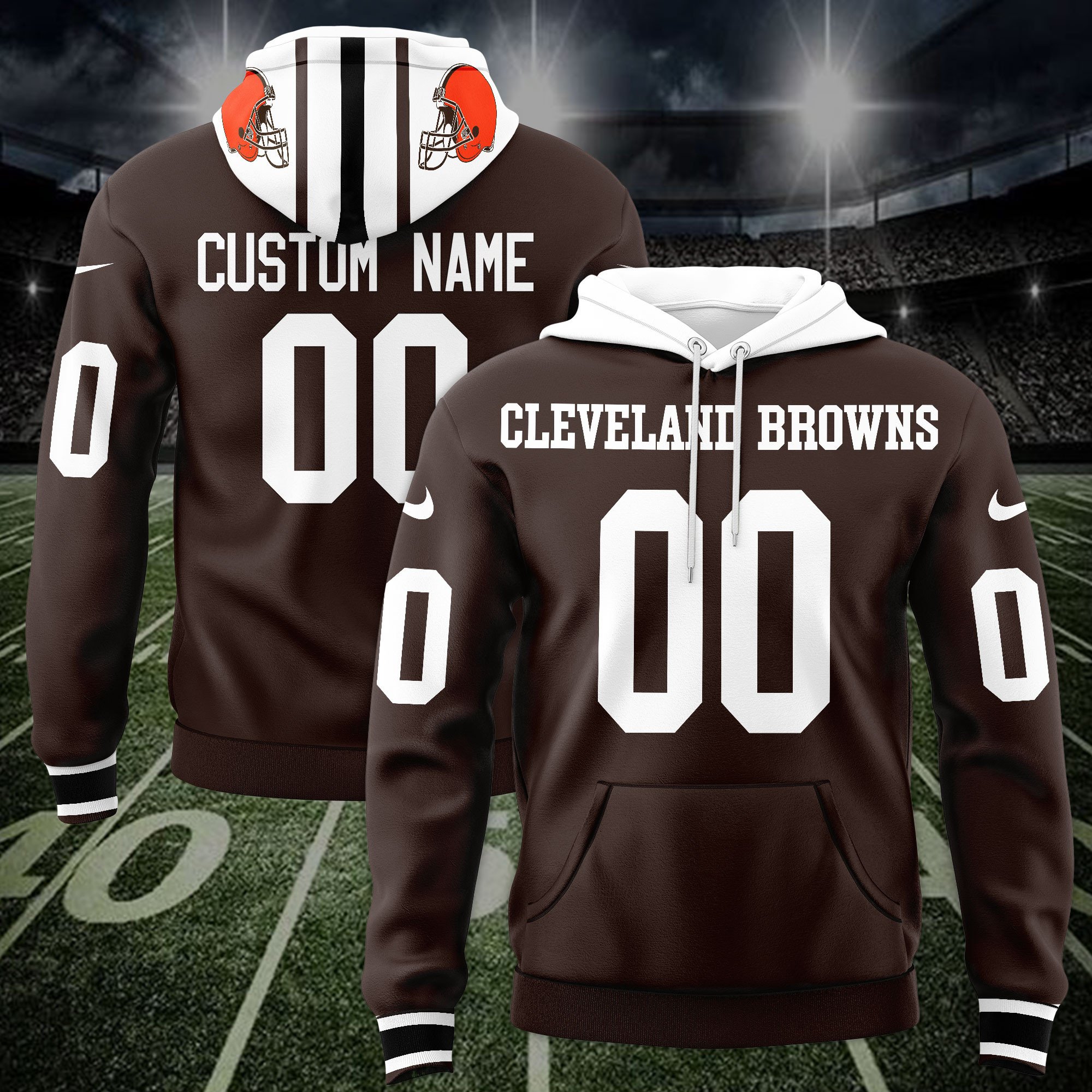 Cleveland Browns Custom Name And Number 3D Hoodie Version 159