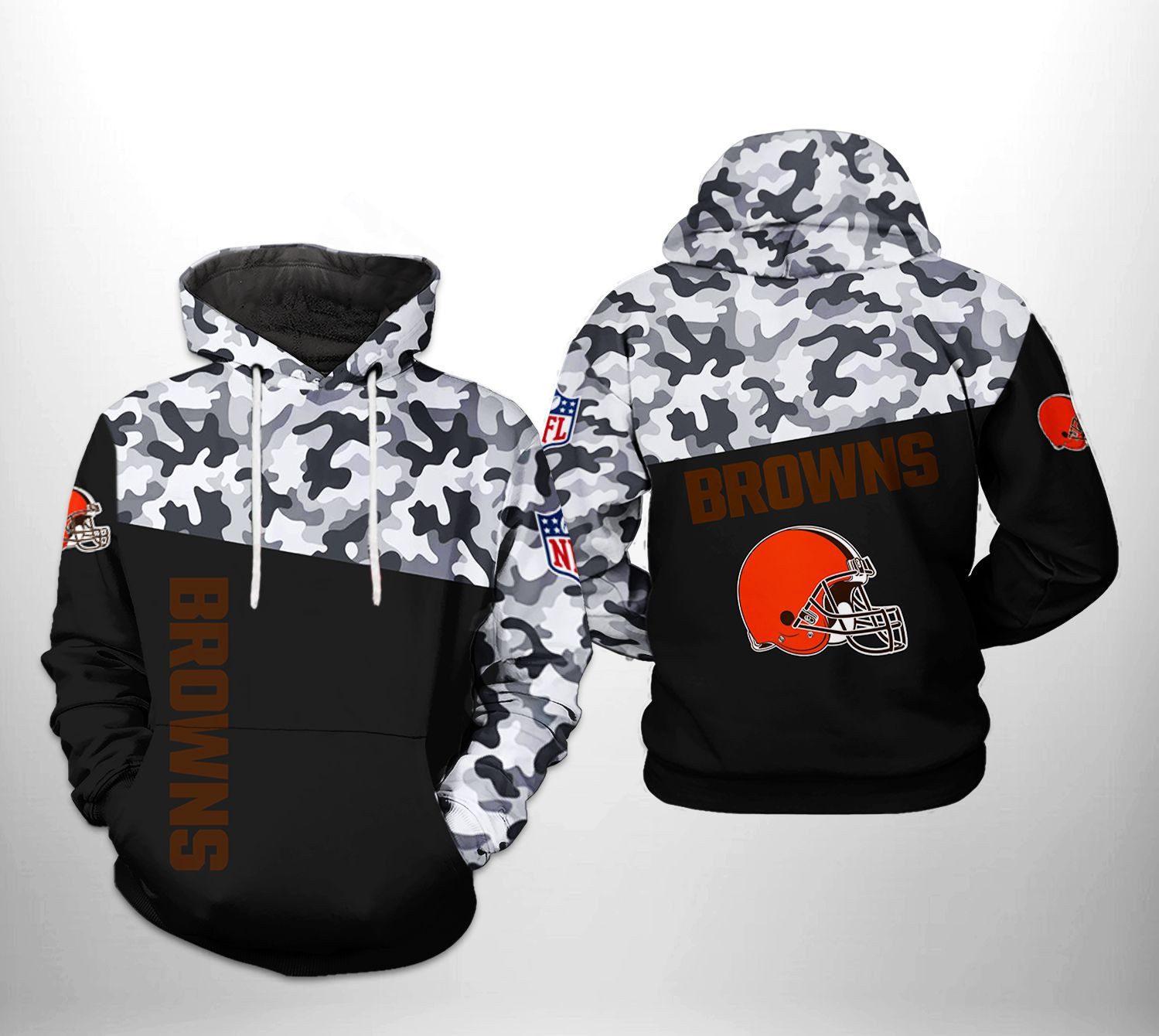 Cleveland Browns NFL Camo Veteran Team Hoodie Zip Hoodie