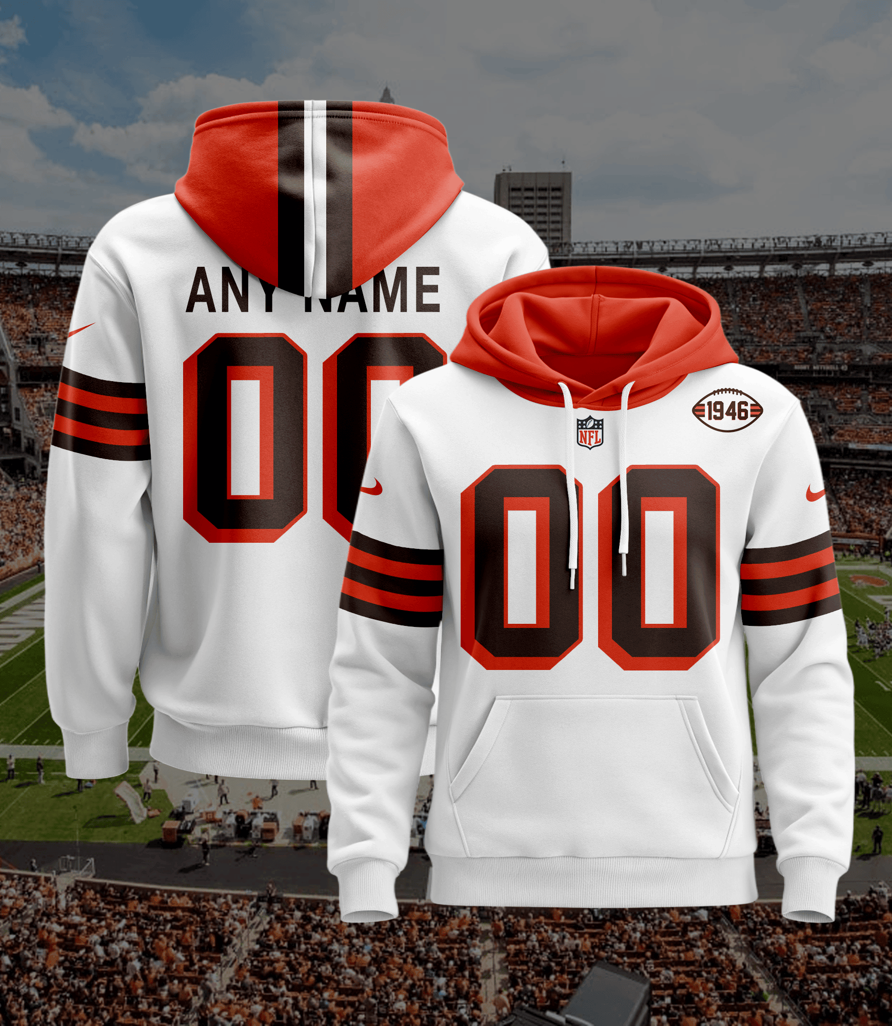 Cleveland Browns Personalized Name And Number NFL 3D Hoodie Version 28