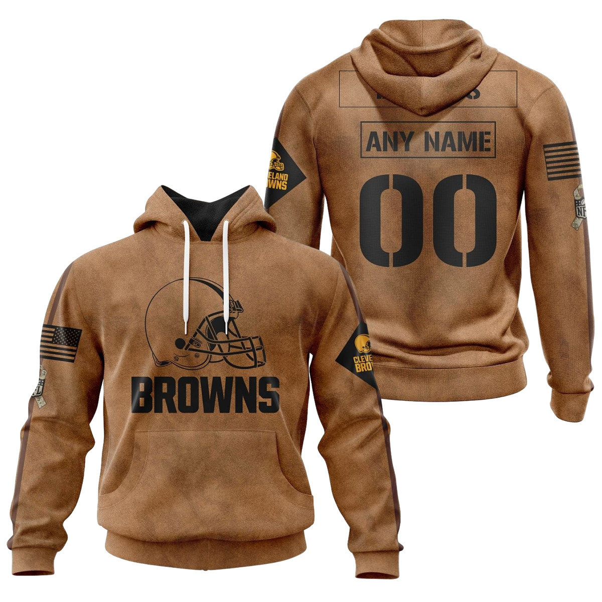 Cleveland Browns Salute To Service Club 3D printed Sweatshirt Hoodie Zipped Hoodie