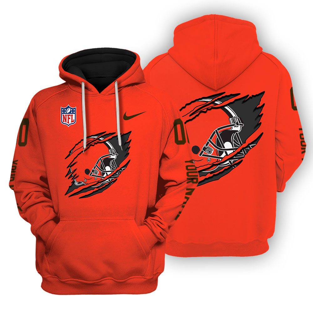 Cleveland Browns Scratch Logo NFL 3D Hoodie Version 105