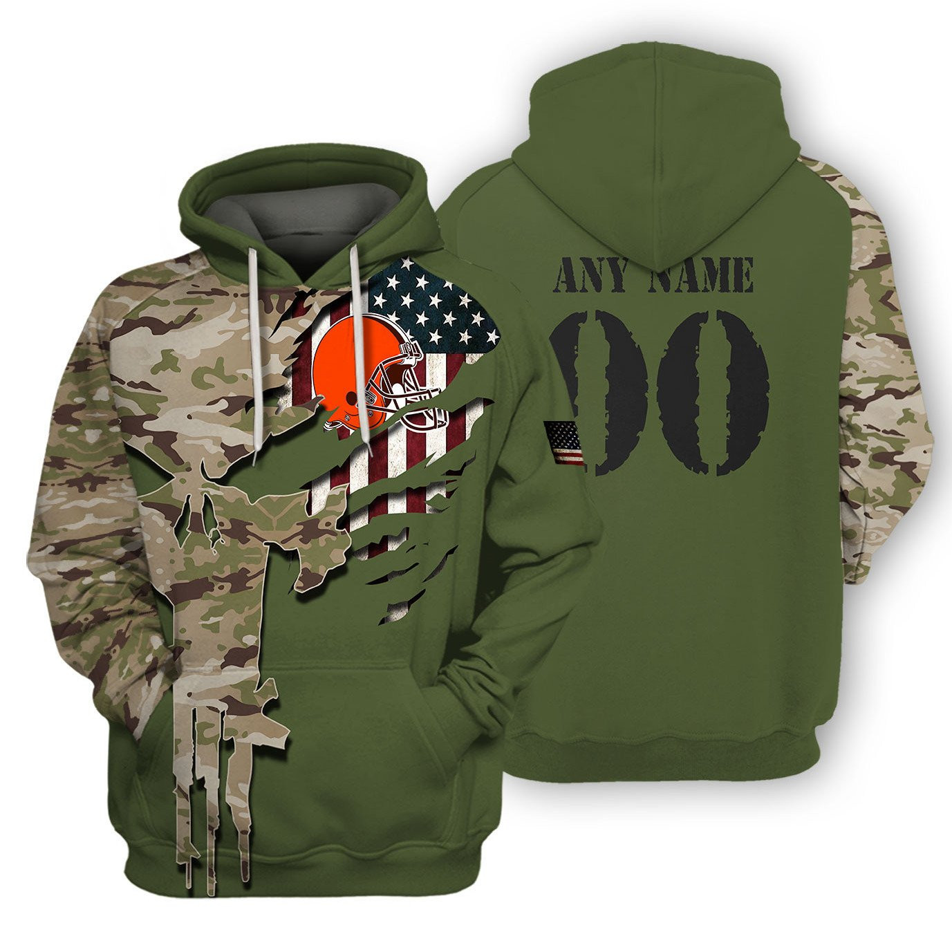Cleveland Browns Special Camo Design 3D printed Sweatshirt Hoodie Zipped Hoodie