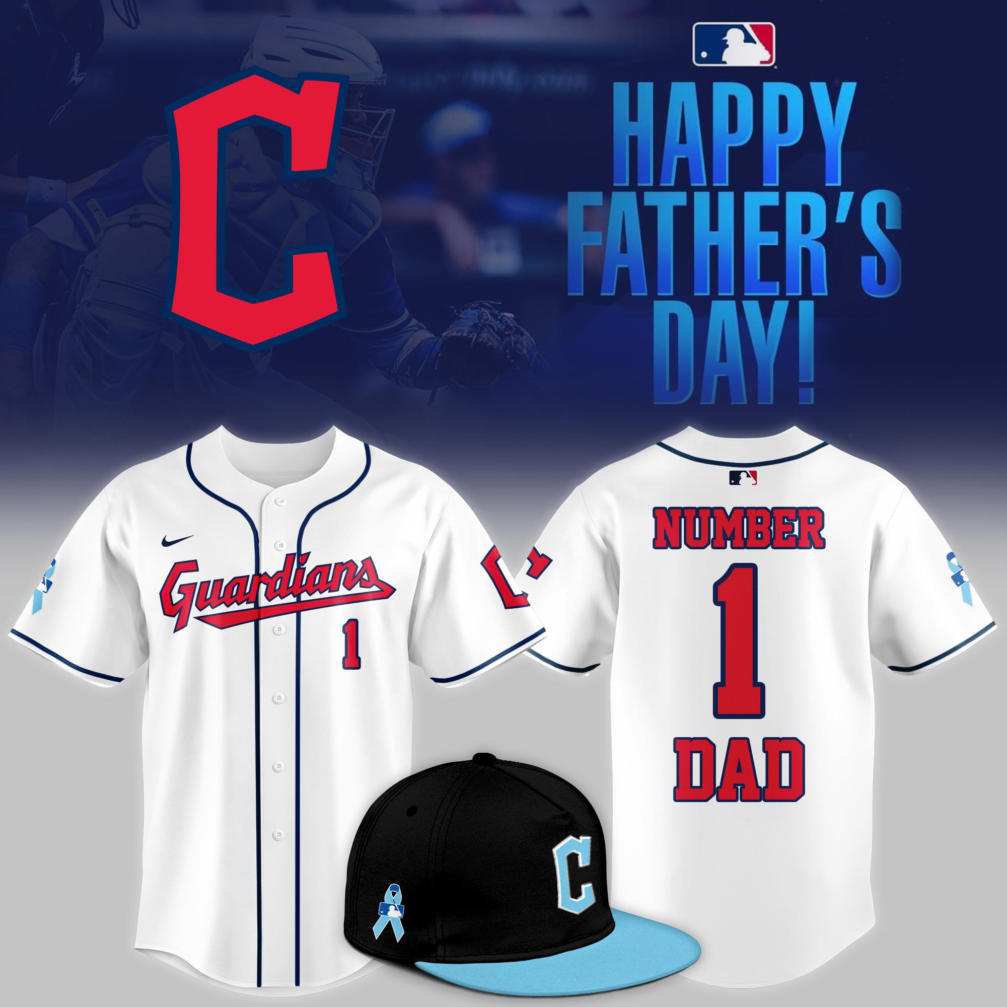 Cleveland Guardians 2025 Fathers Day Number One Dad Jersey Gift For Baseball Lover
