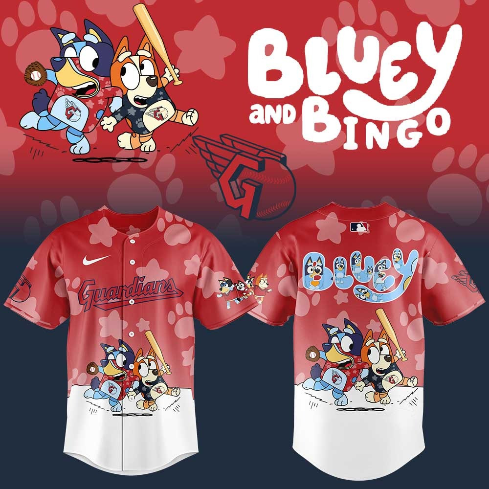 Cleveland Guardians Bluey And Bingo Jersey MLB Merch Cute Gifts For Baseball Fans Lovers