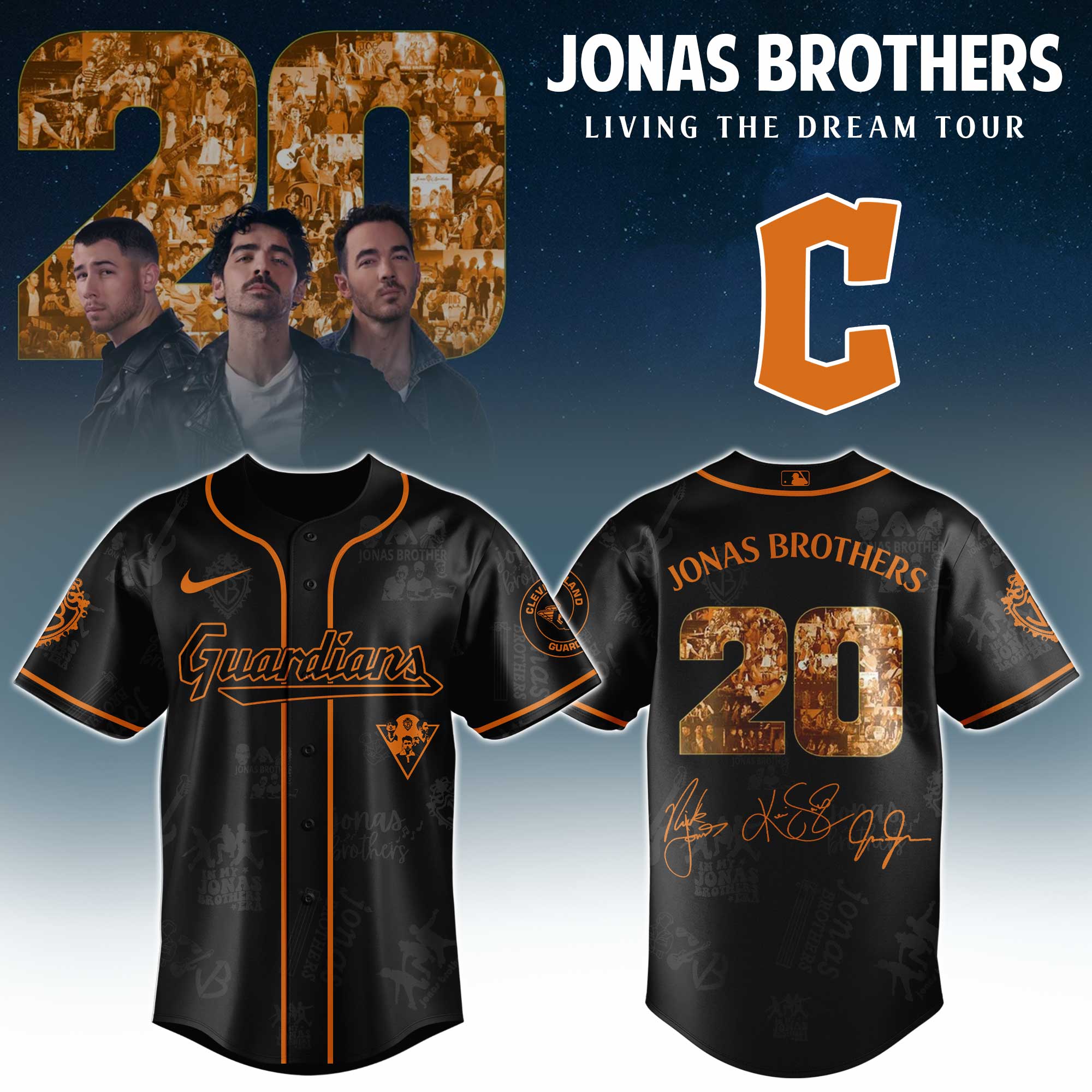 Cleveland Guardians MLB x Jonas Brothers Tour Personalized Baseball Jersey For Fans