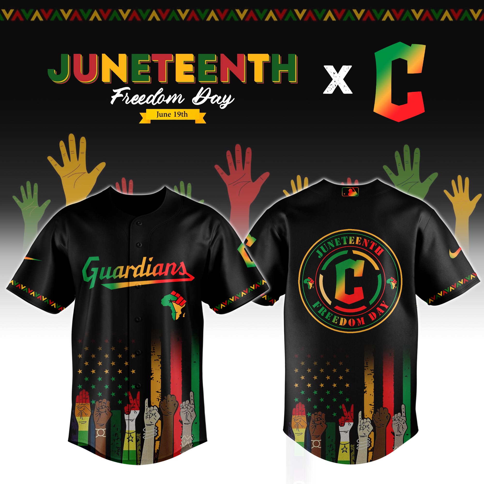 Cleveland Guardians MLB x Juneteenth Personalized Baseball Jersey For Fan