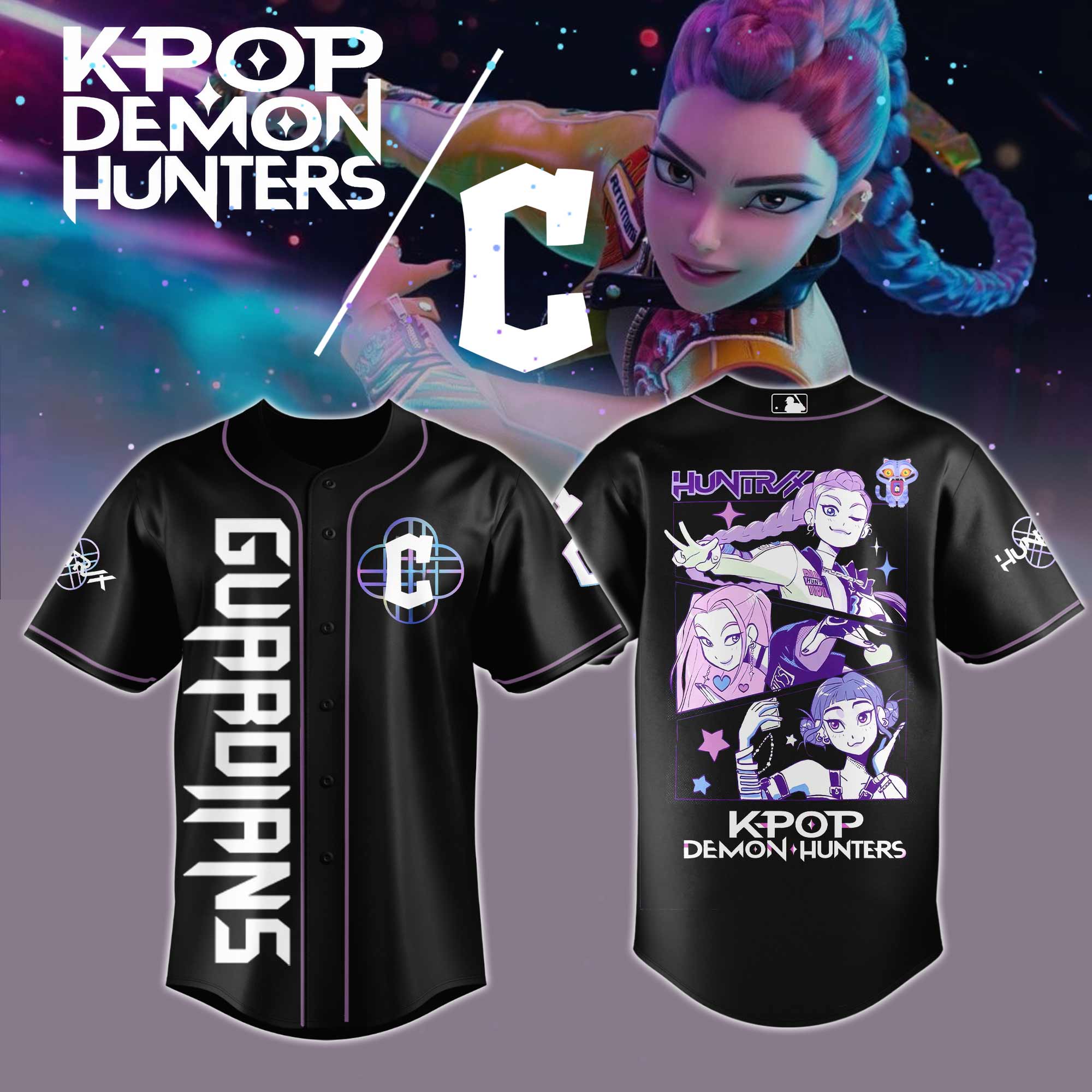 Cleveland Guardians MLB x KPop Demon Hunters Personalized Baseball Jersey For Fans