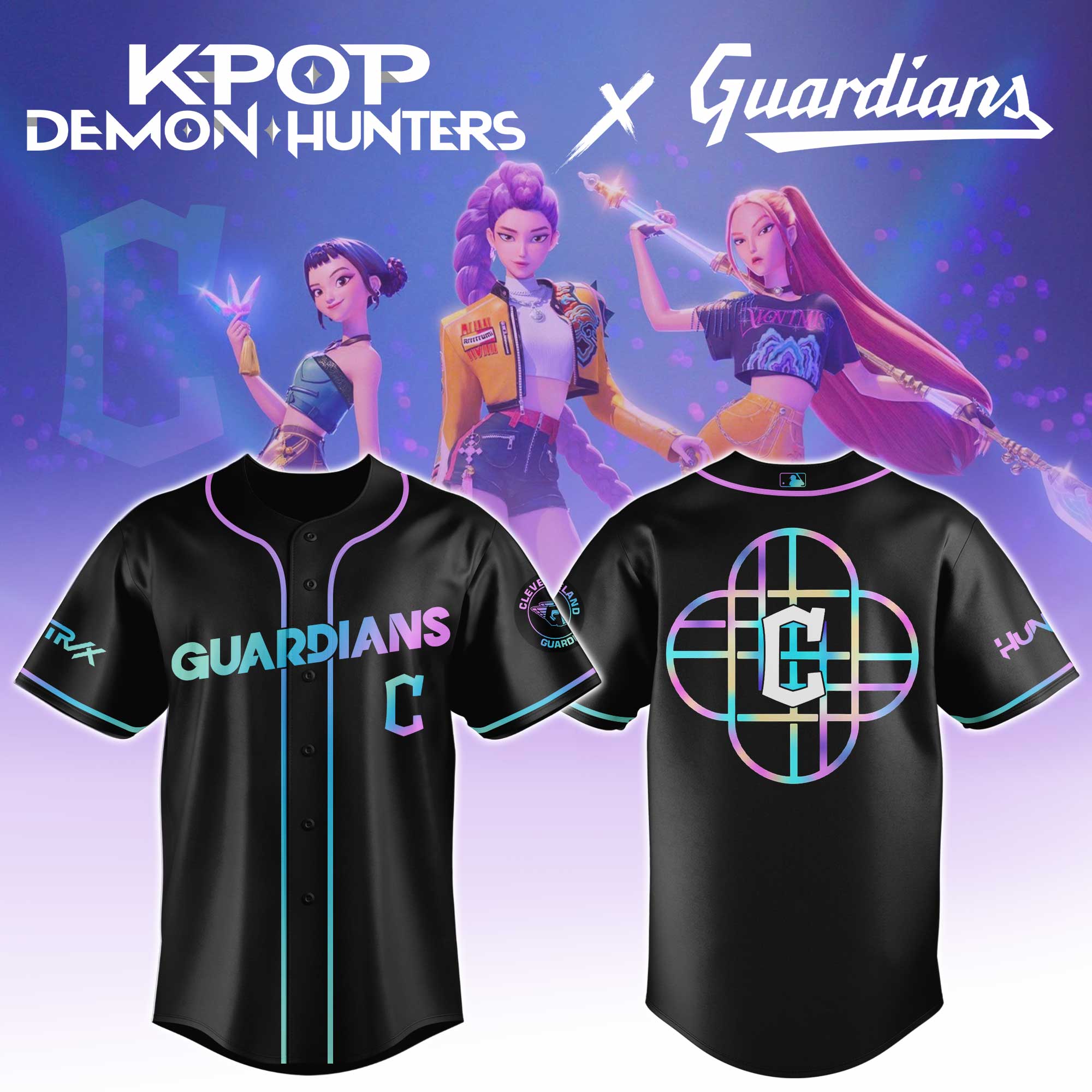 Cleveland Guardians MLB x KPop Demon Hunters Personalized Baseball Jersey For Fans
