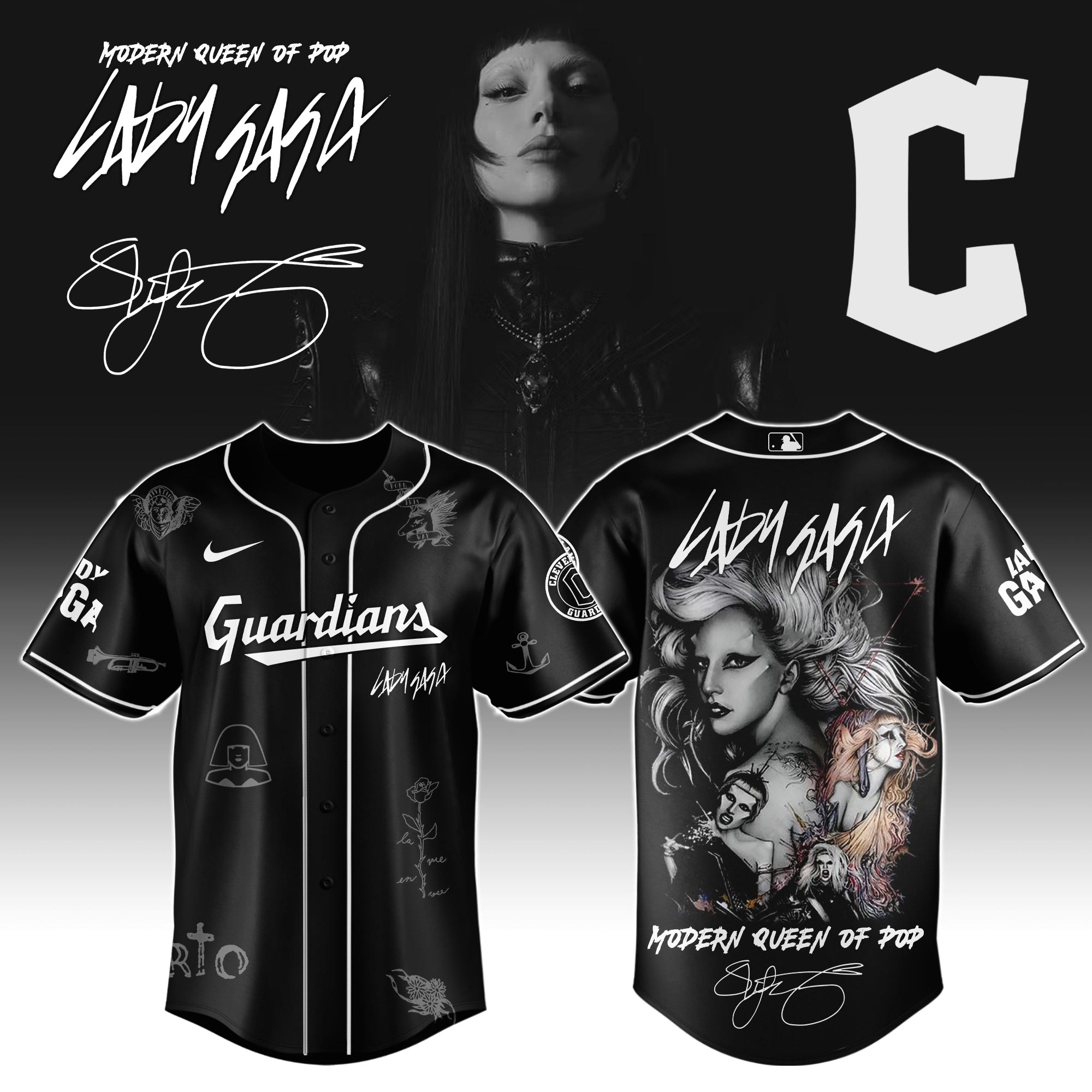 Cleveland Guardians MLB x Lady Gaga The Mayhem Ball Tour Personalized Baseball Jersey For Fans