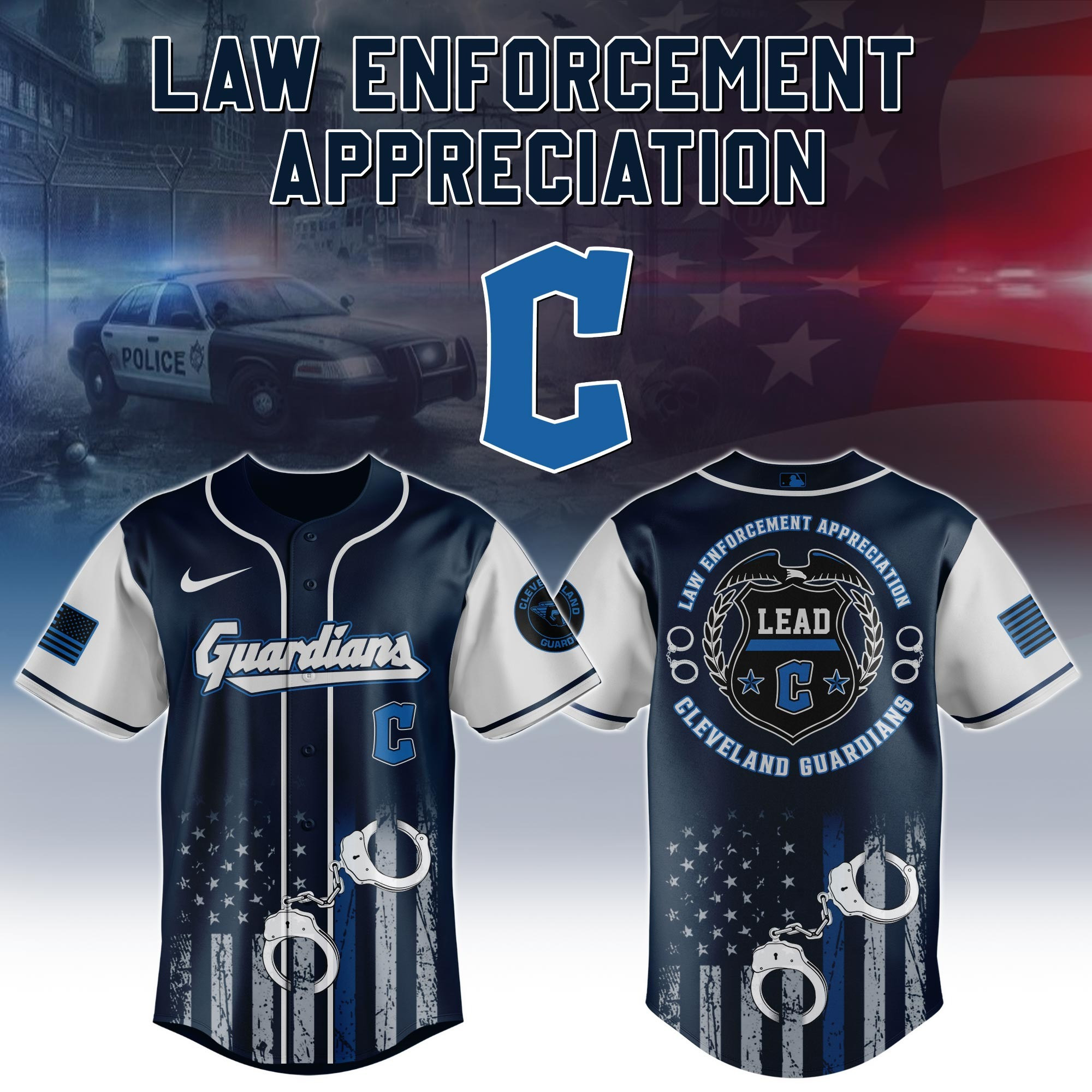 Cleveland Guardians MLB x Law Enforcement Appreciation Day Jersey Baseball Player Gift Ideas