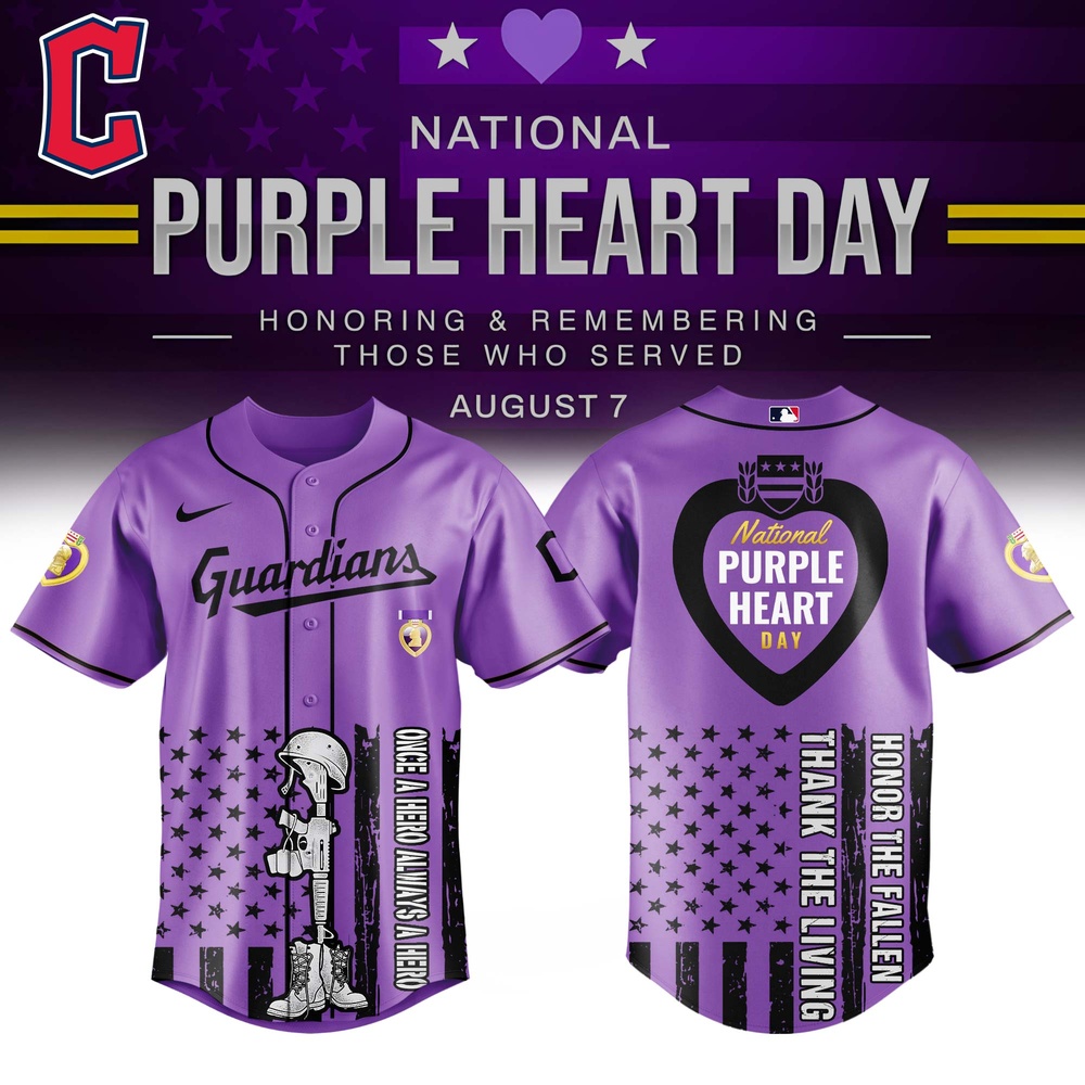 Cleveland Guardians MLB X Purple Heart Day Personalized Baseball Jersey For Fans