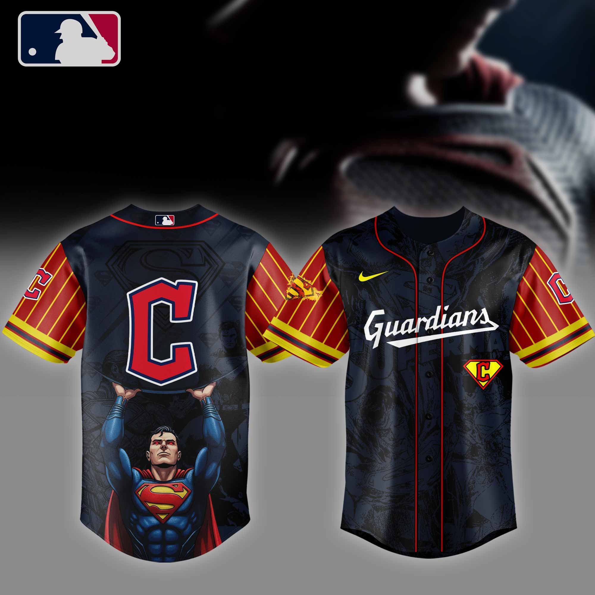 Cleveland Guardians MLB X Superman Jersey Best Gifts For Baseball Lovers Fans For Him