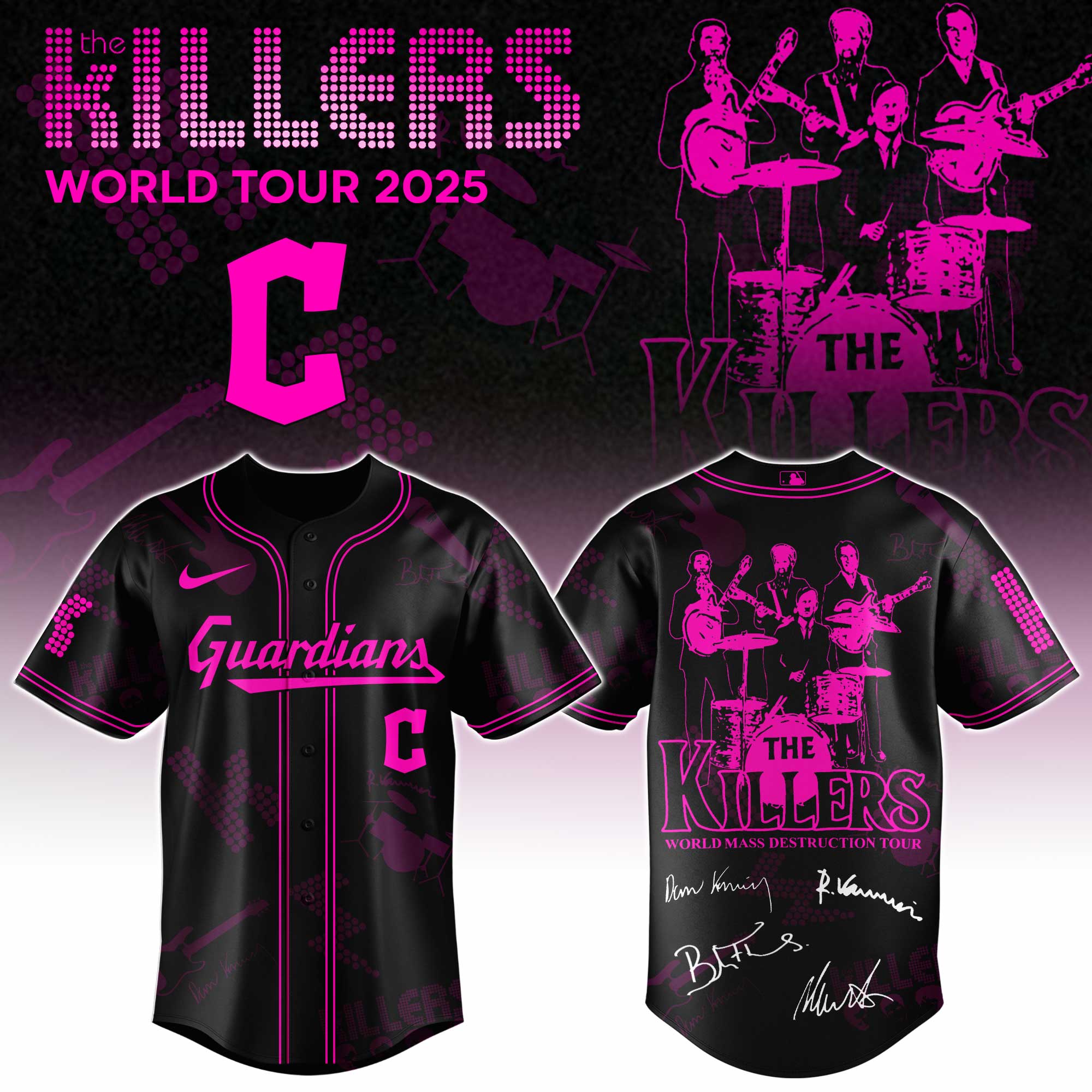 Cleveland Guardians MLB x The Killers 24th Anniversary Tour Personalized Baseball Jersey For Fans