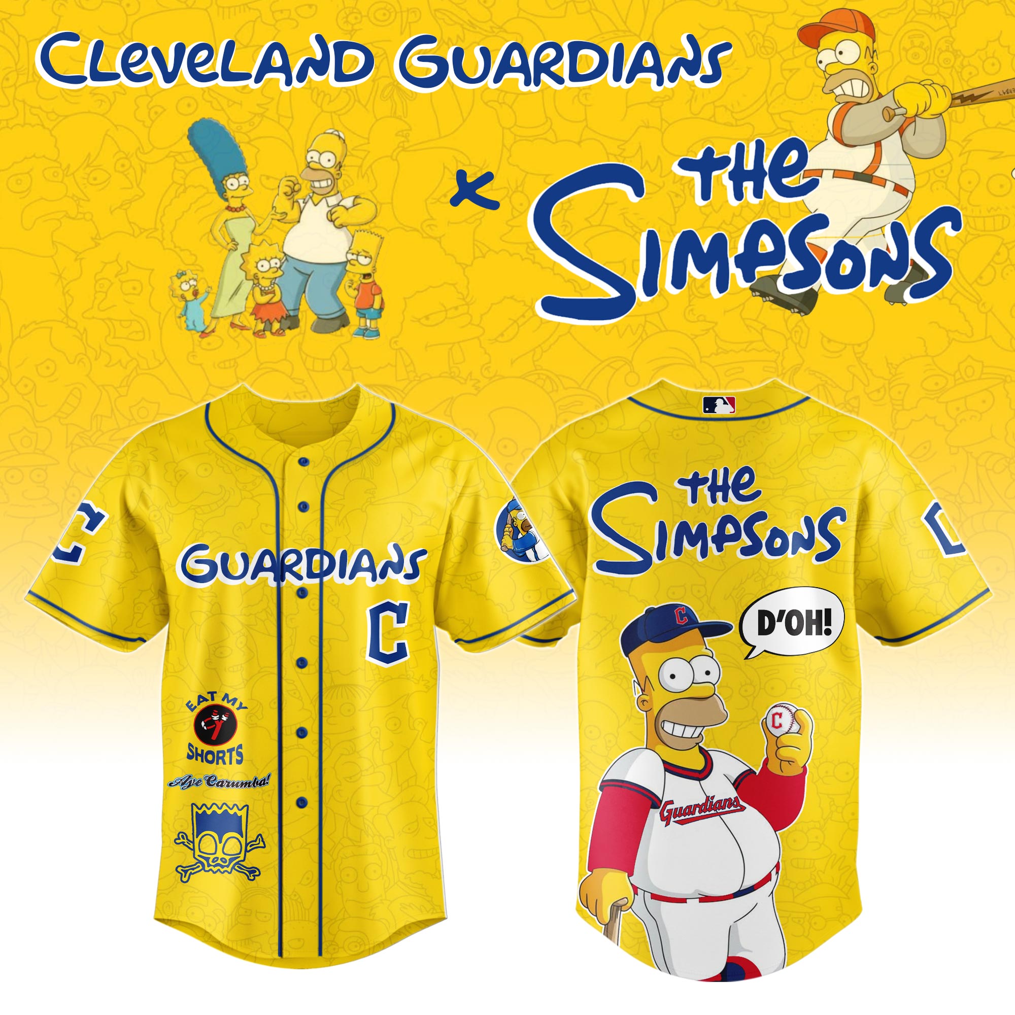 Cleveland Guardians MLB x The Simpsons Personalized Baseball Jersey For Fan