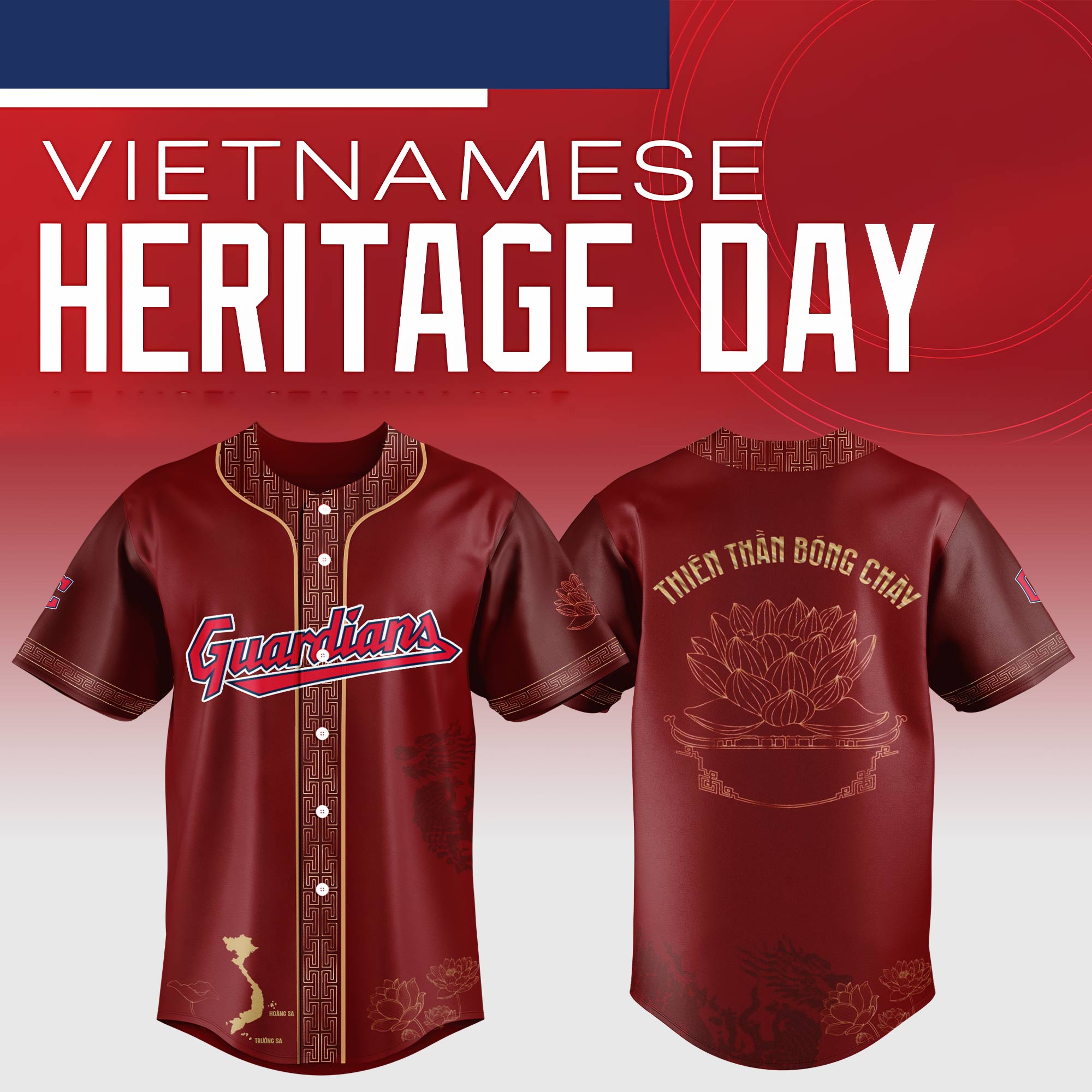 Cleveland Guardians MLB x Vietnamese Heritage Night Personalized Baseball Jersey For Fans