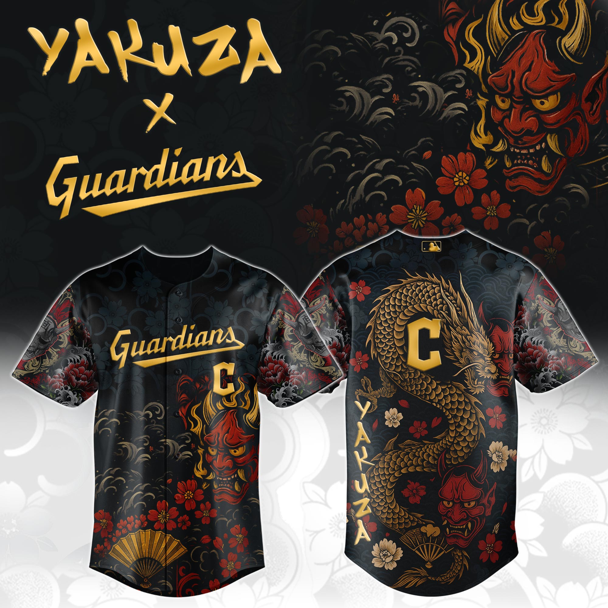 Cleveland Guardians MLB x Yakuza Dragon Oni Personalized Baseball Jersey For Fans