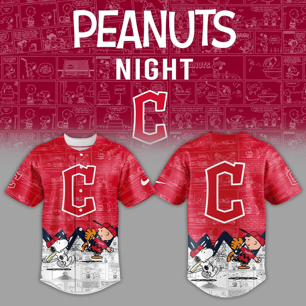 Cleveland Guardians Peanuts Night Jersey MLB Merch Best Gifts For Baseball Lovers Fans
