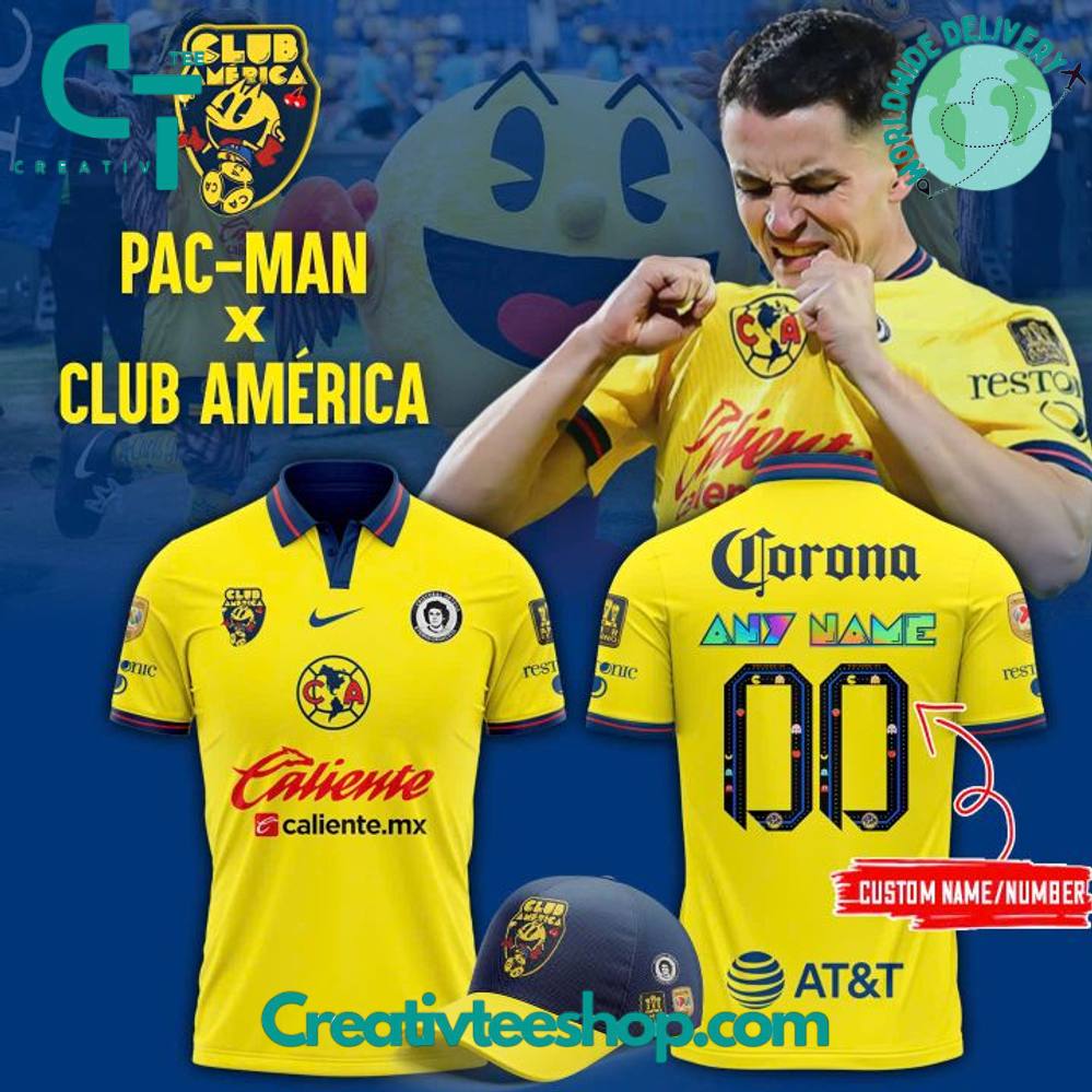 Club America x Pac Man 2025 Special Yellow Polo Shirt