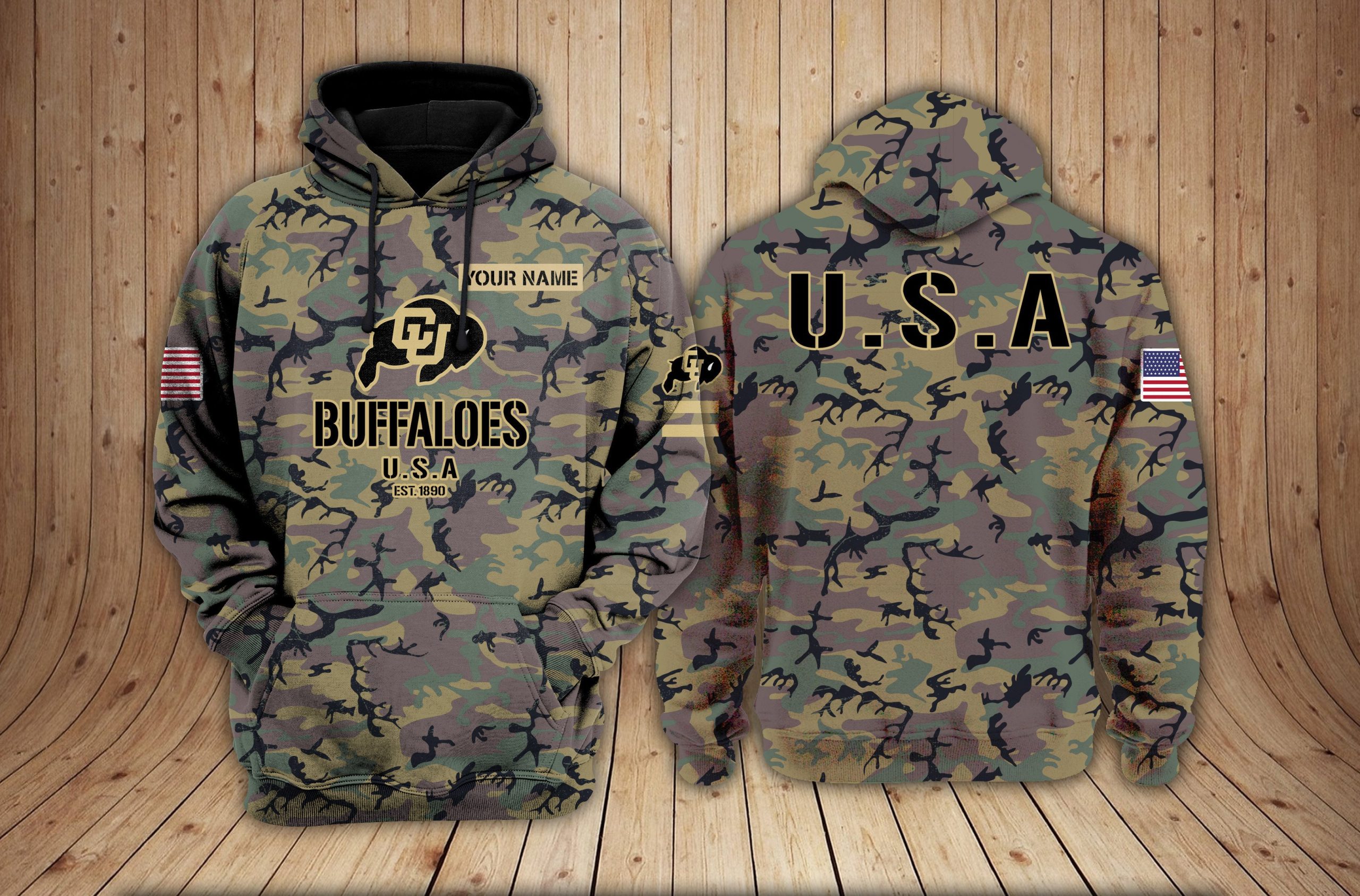 Colorado Buffaloes NCAA Camouflage 3D Hoodie PT24064
