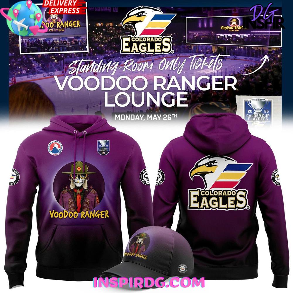 Colorado Eagles x Voodoo Ranger Lounge 2025 Purple Hoodie Premium Merchandises