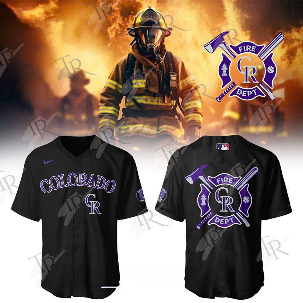 Colorado Rockies 2025 Firefighter Appreciation Night  Edition Baseball Jersey Black Gift Ideas For Baseball Players