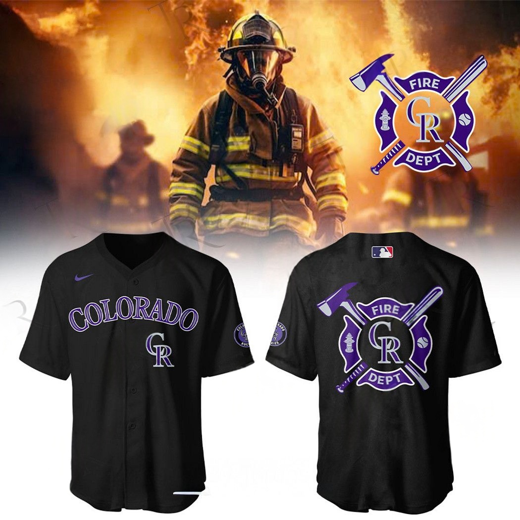 Colorado Rockies 2025 Firefighter Appreciation Night  Edition Baseball Jersey Black Gift Ideas For Baseball Players