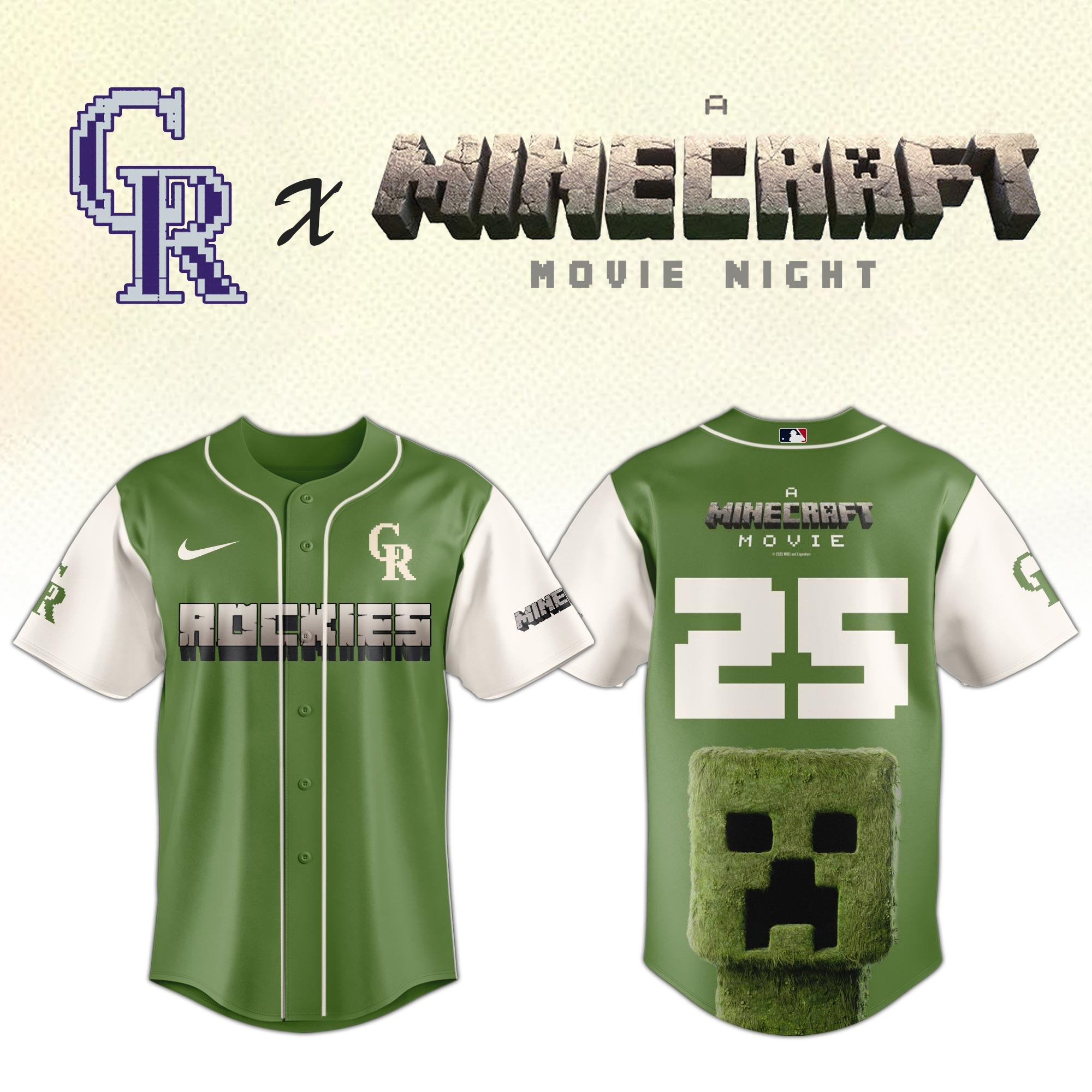 Colorado Rockies MLB x A MINECRAFT MOVIE Night Jersey Fan Merch Best Gifts For Him