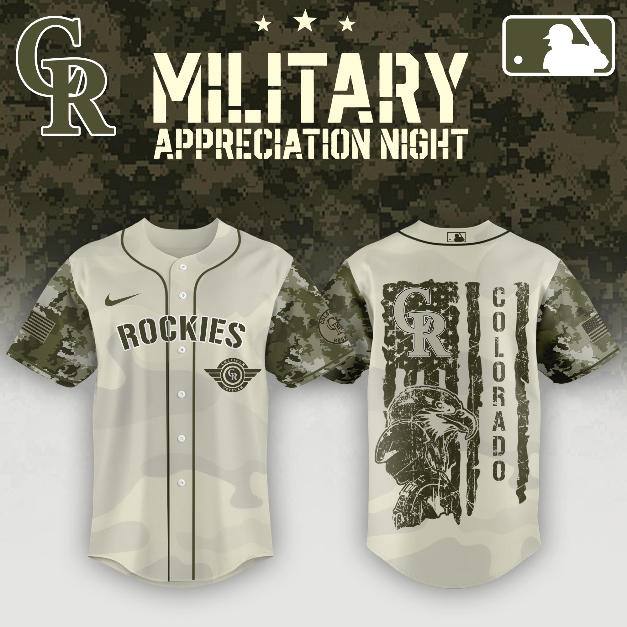 Colorado Rockies MLB x Armed Forces Day Night Jersey Personalized Baseball Jersey For Fan