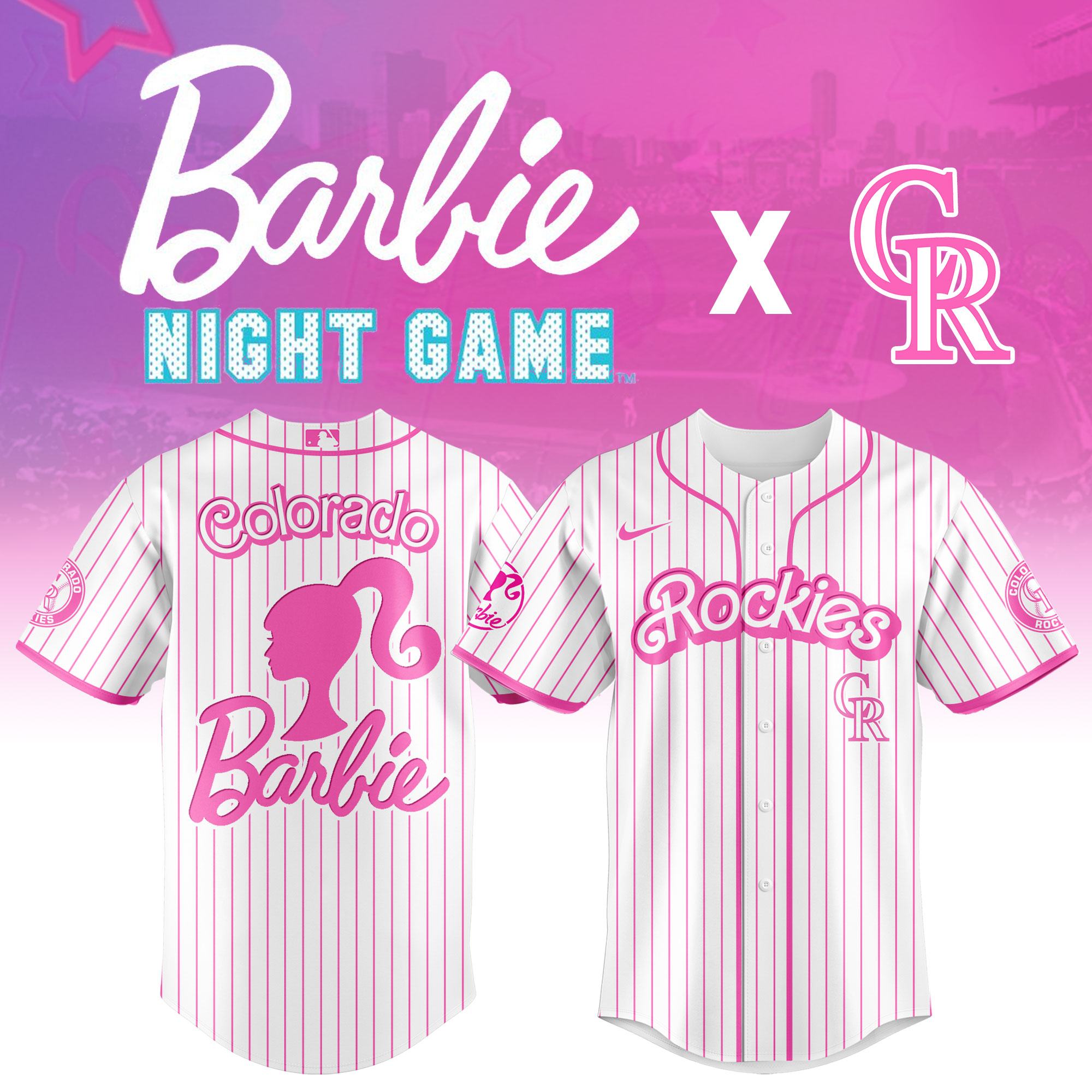 Colorado Rockies MLB x Barbie Night Game Personalized Baseball Jersey For Fan