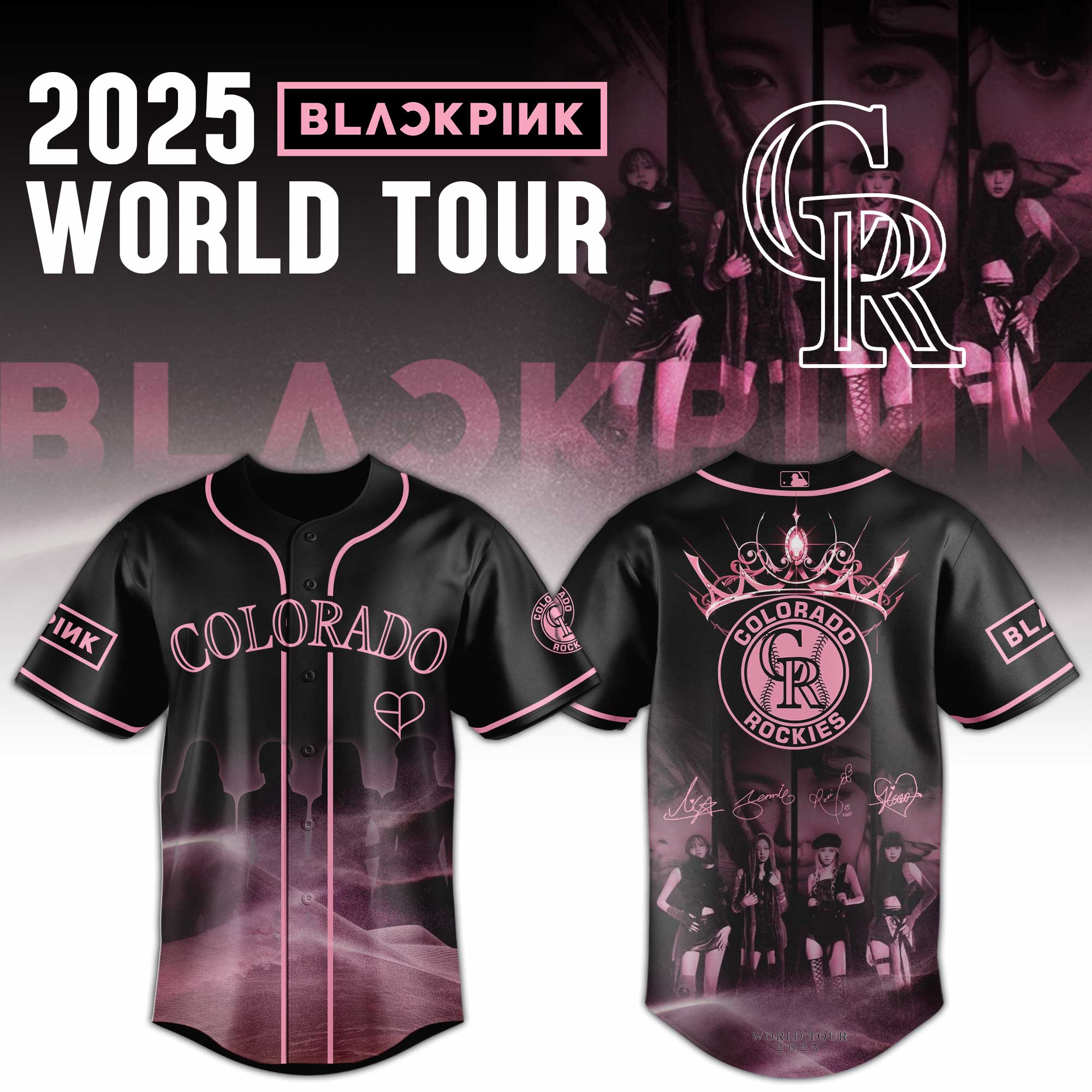 Colorado Rockies MLB x Black Pink World Tour Personalized Baseball Jersey For Fans