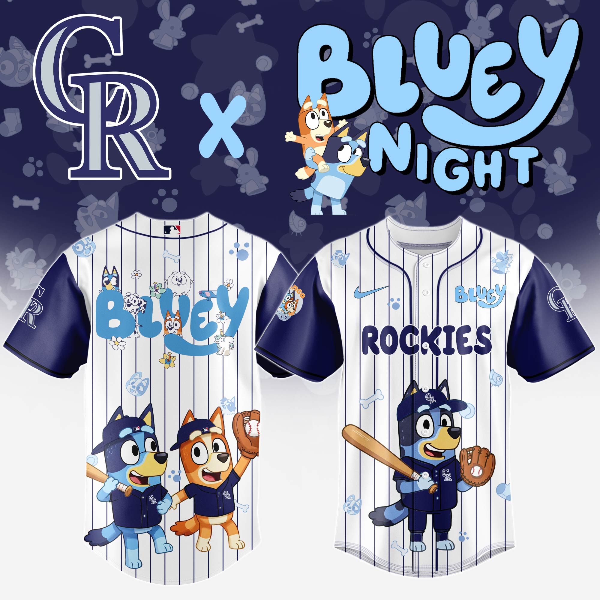 Colorado Rockies MLB x Bluey And Bingo Personalized Baseball Jersey For Fans