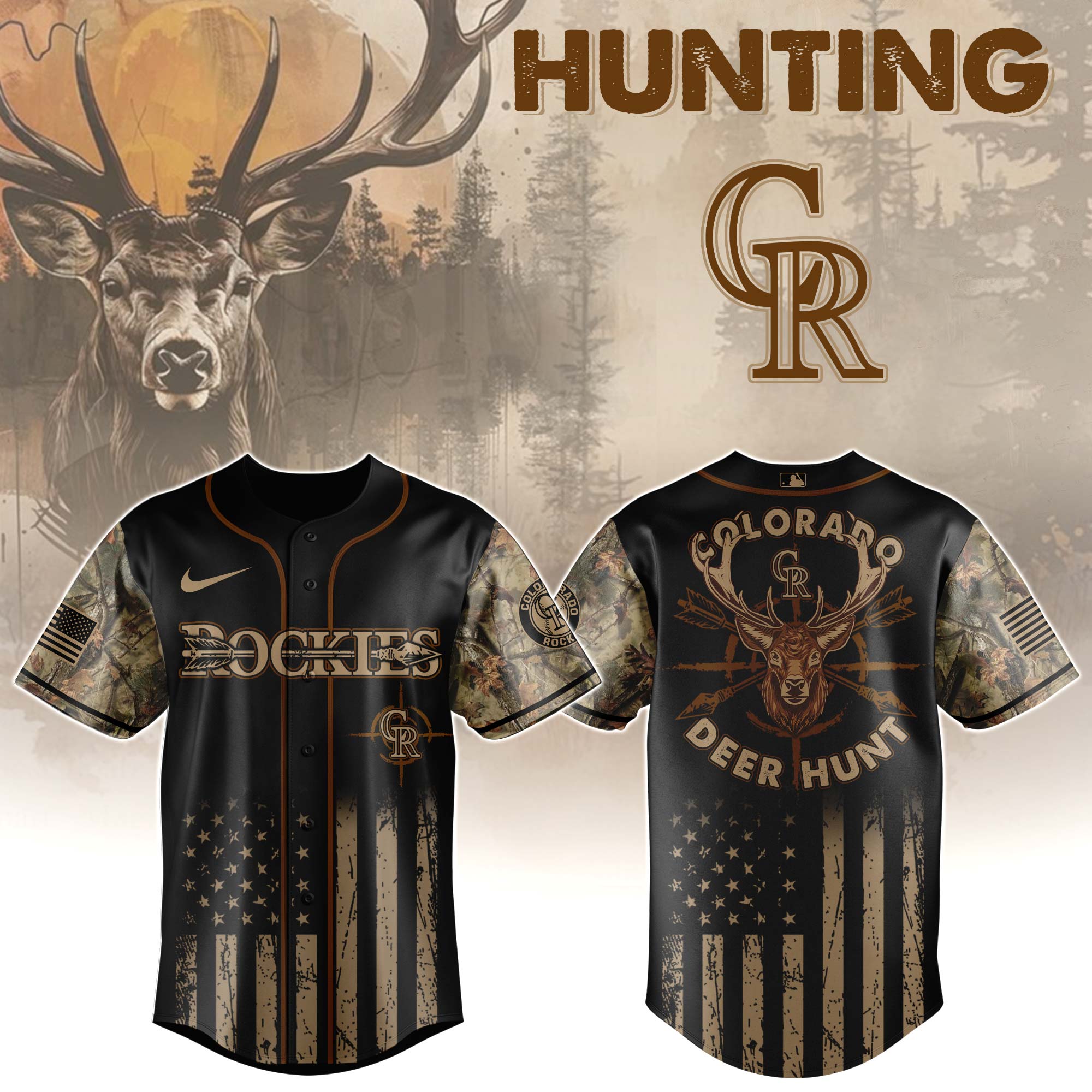 Colorado Rockies MLB x Deer Hunting Personalized Baseball Jersey For Fans