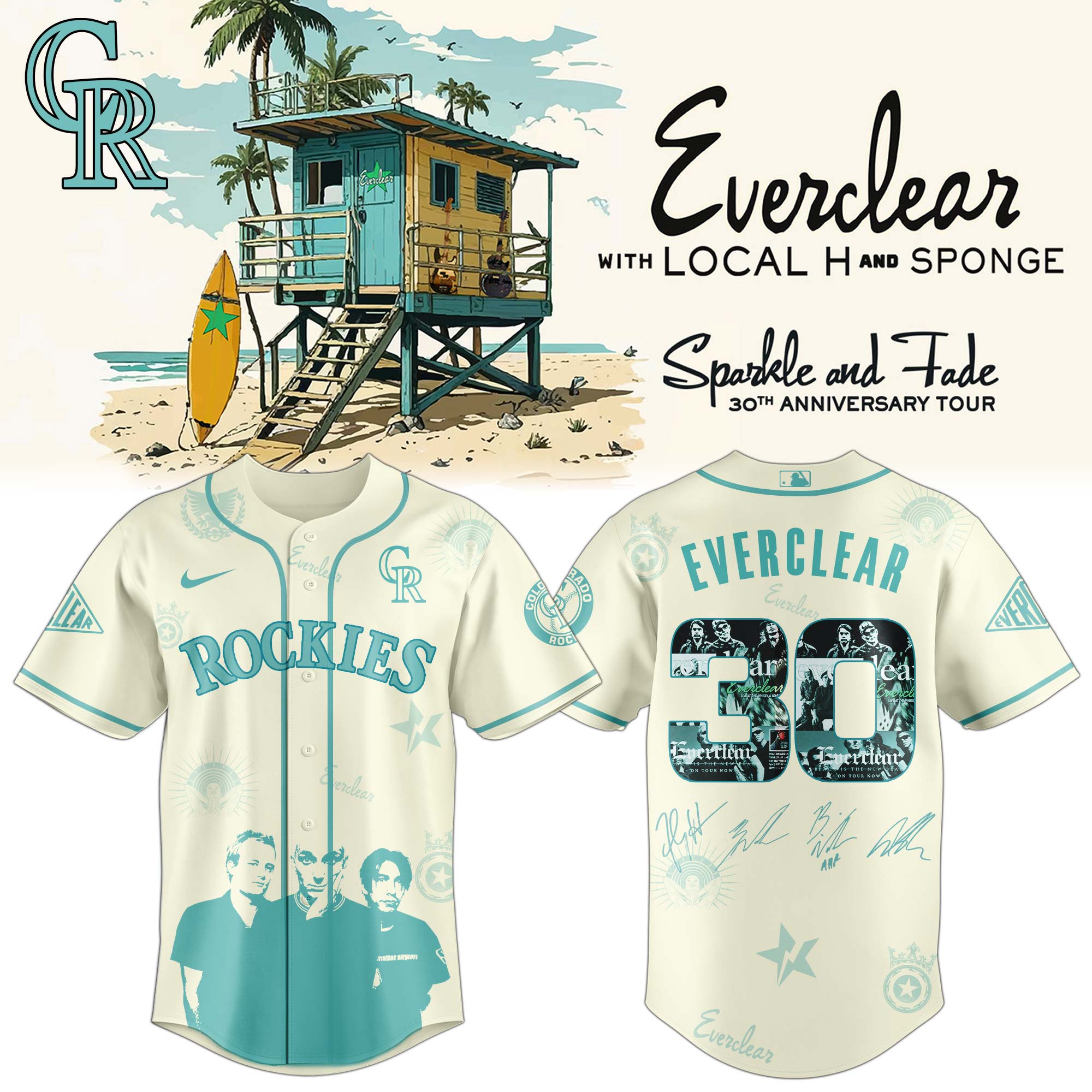 Colorado Rockies MLB x Everclear 30th Anniversary Tour Personalized Baseball Jersey For Fans