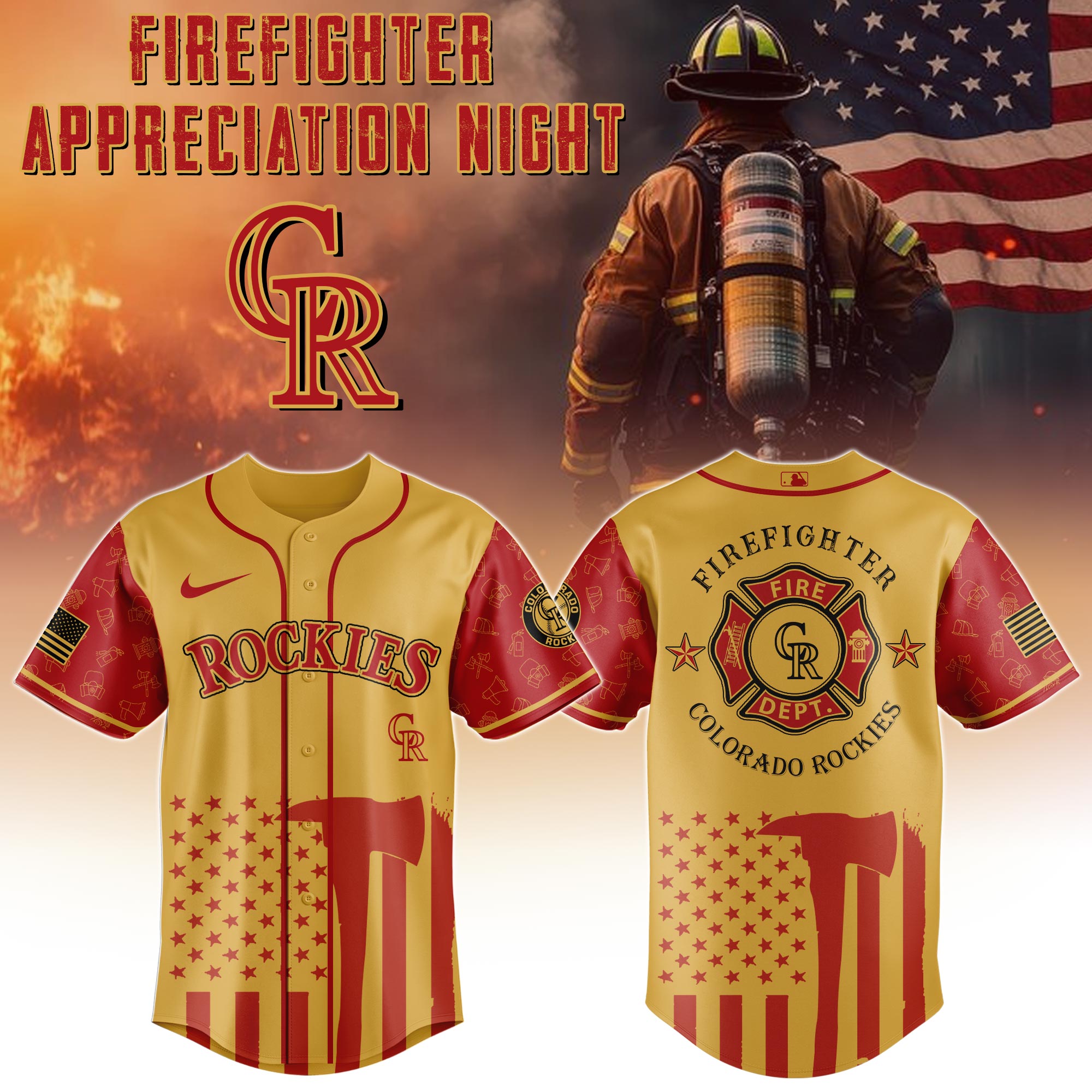 Colorado Rockies MLB x Firefighter Appreciation Night Personalized Baseball Jersey For Fans