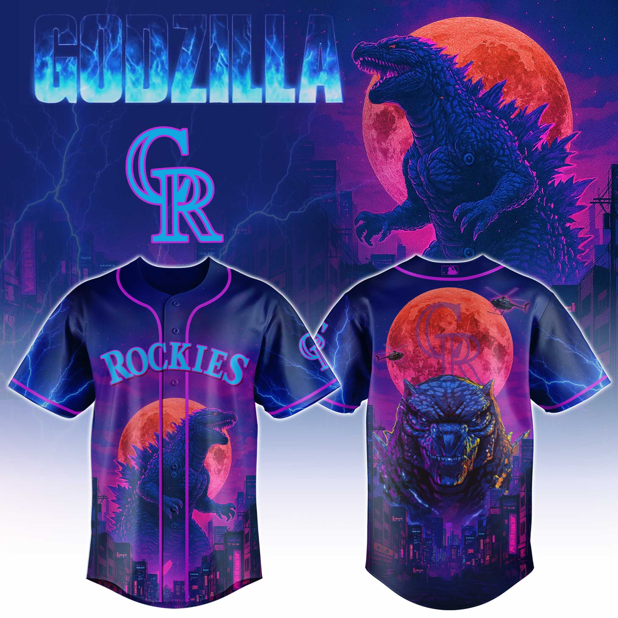Colorado Rockies MLB x Godzilla Personalized Baseball Jersey For Fans