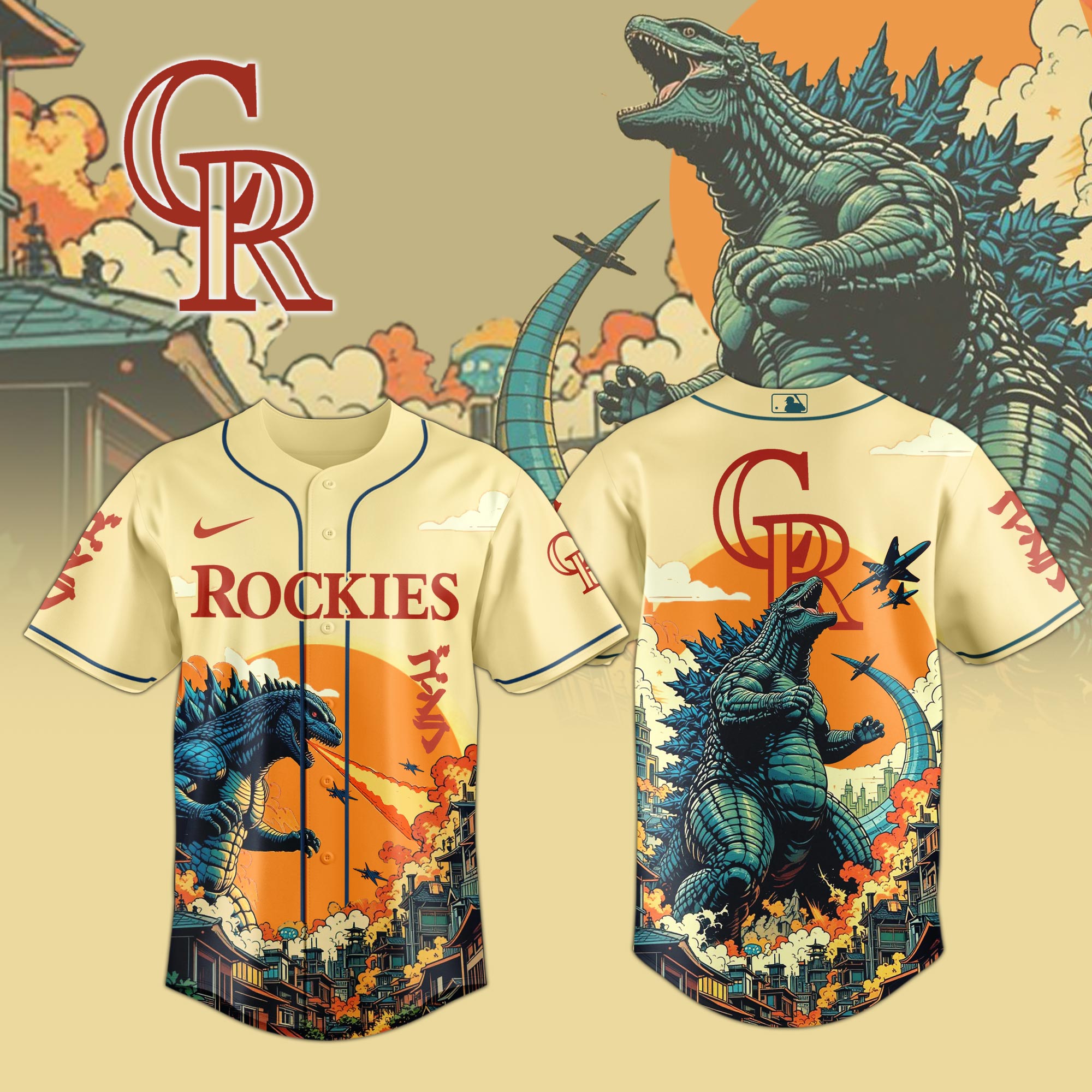 Colorado Rockies MLB x Godzilla Personalized New Baseball Jersey For Fans
